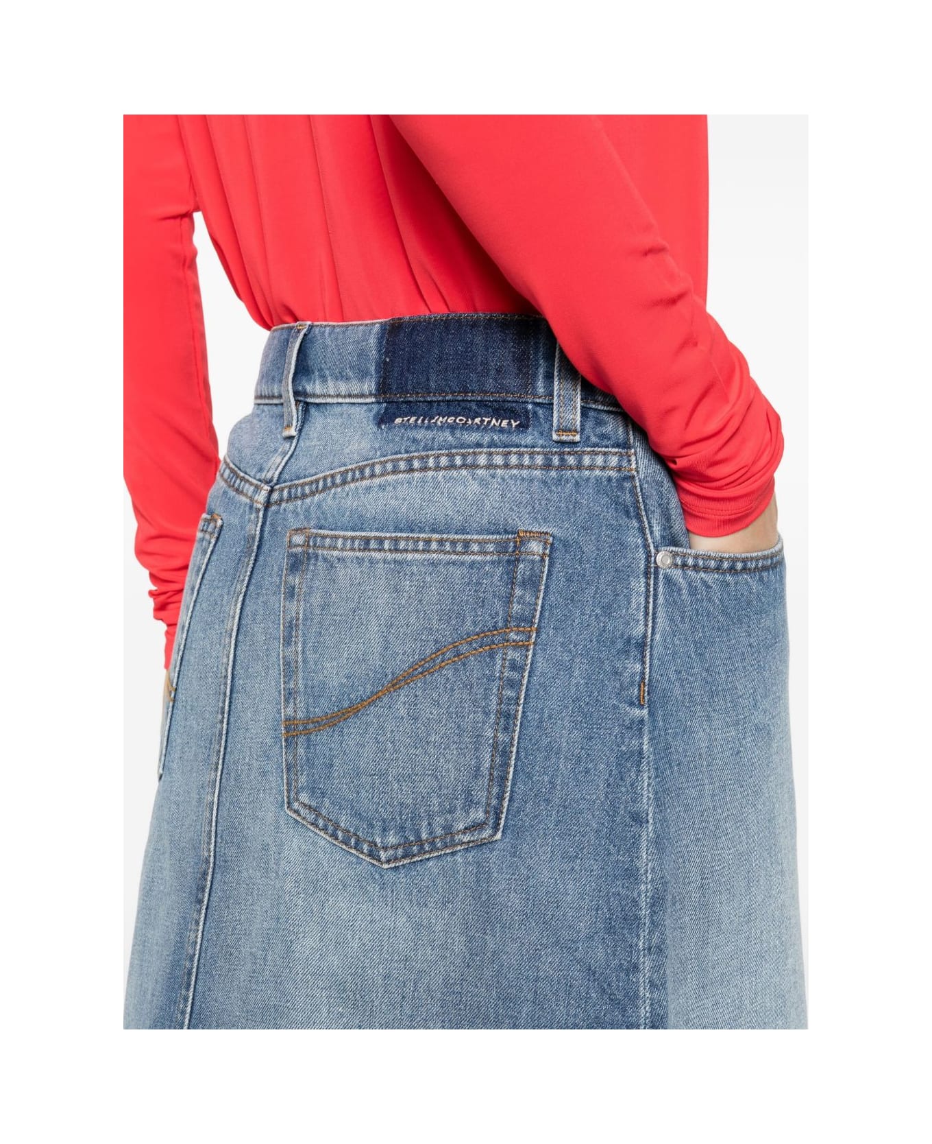 Stella McCartney Denim Cotton Midi Skirt - Blue