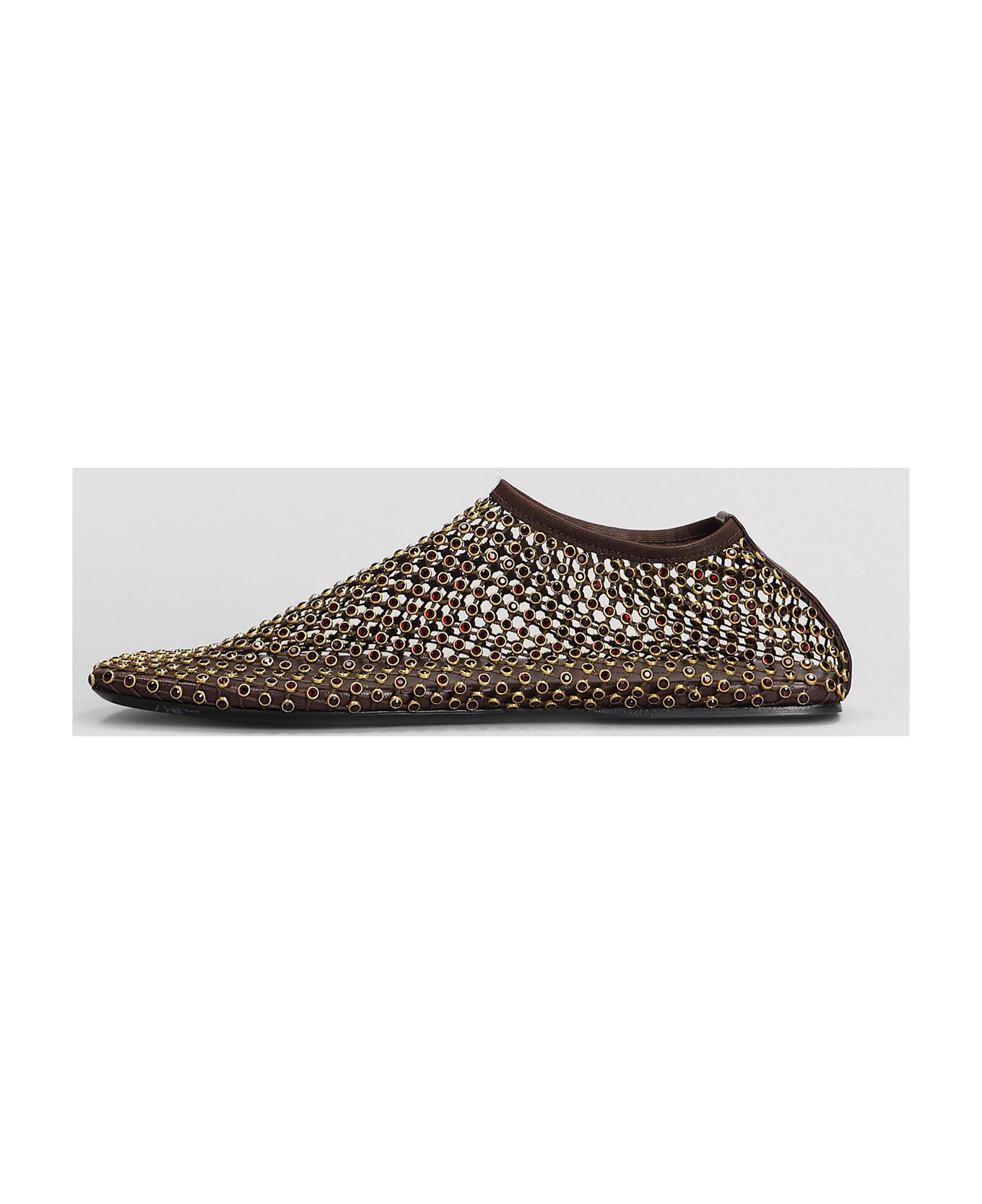Christopher Esber Minette Crystal Flat Ballet Flats In Brown Nylon - brown