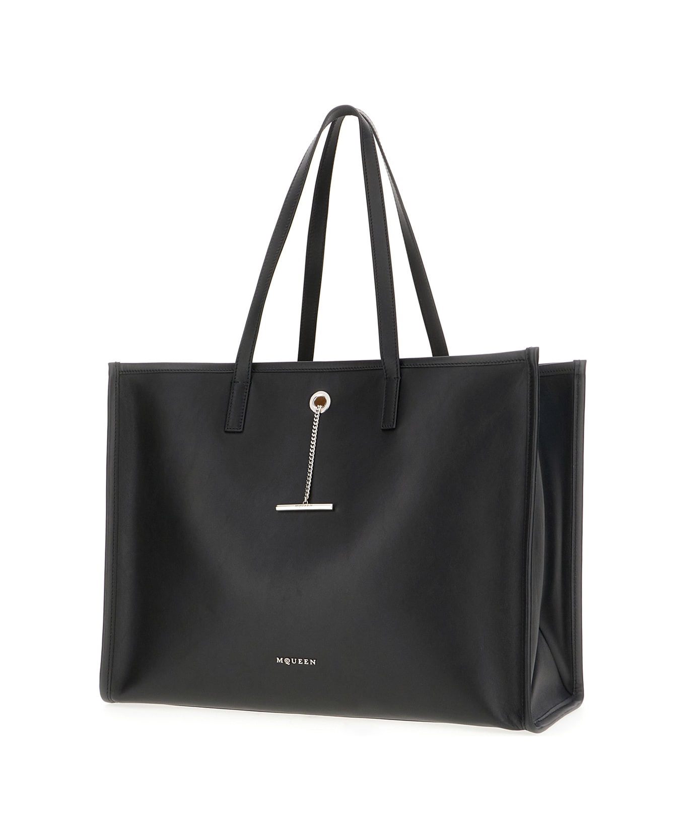 Alexander McQueen Black Leather Shopping Bag - BLACK