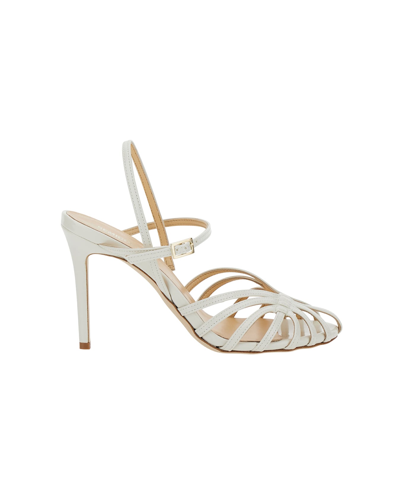 SEMICOUTURE White Sandals With Front Cage In Patent Leather Woman - White