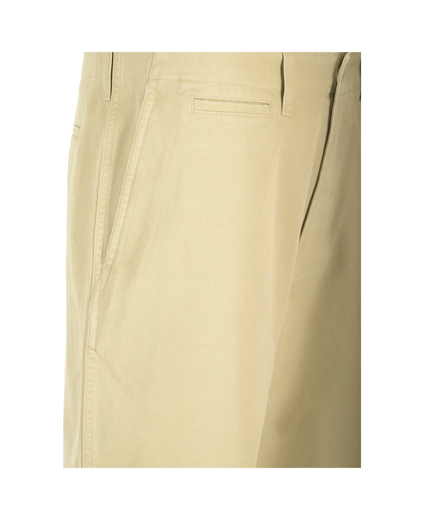 Burberry Wide Leg Chino Trousers - Green ボトムス