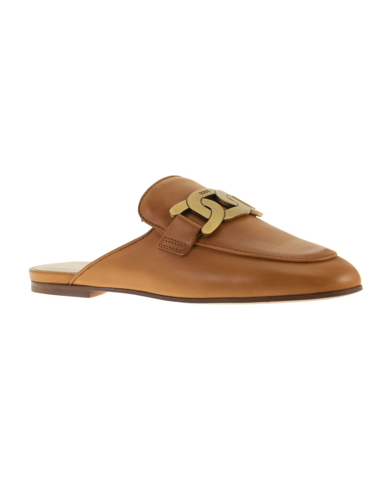 Tod's Leather Mules With Plaque - Brown サンダル