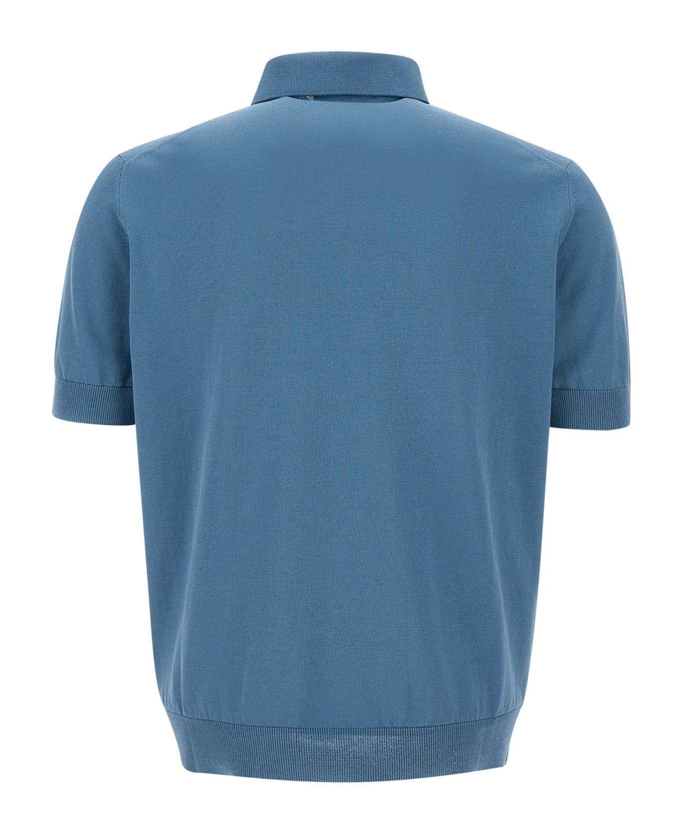 Filippo De Laurentiis Cotton Crepe Polo Shirt - BLUE ポロシャツ