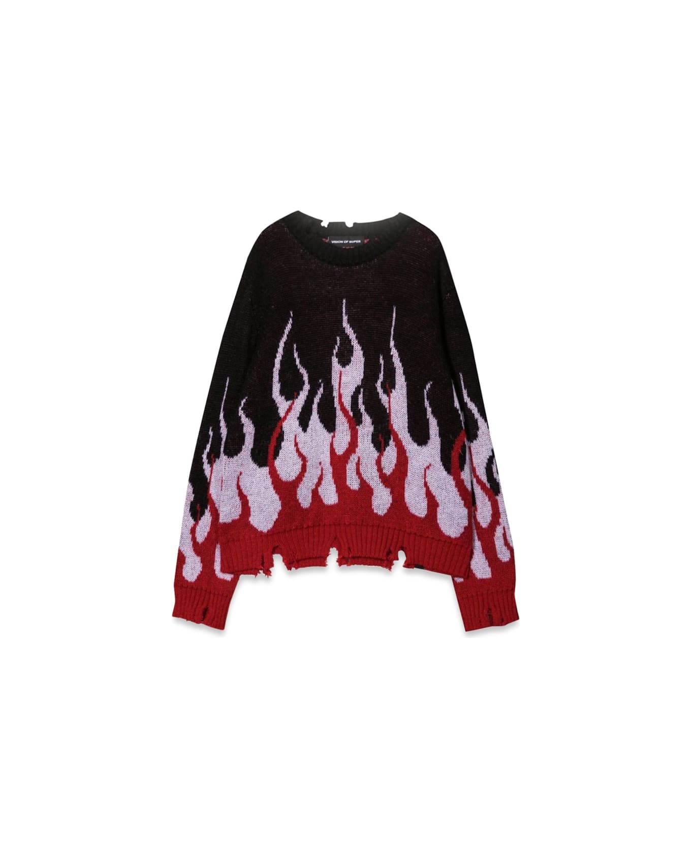 Vision of Super Black Sweater With Double Flames - BLACK