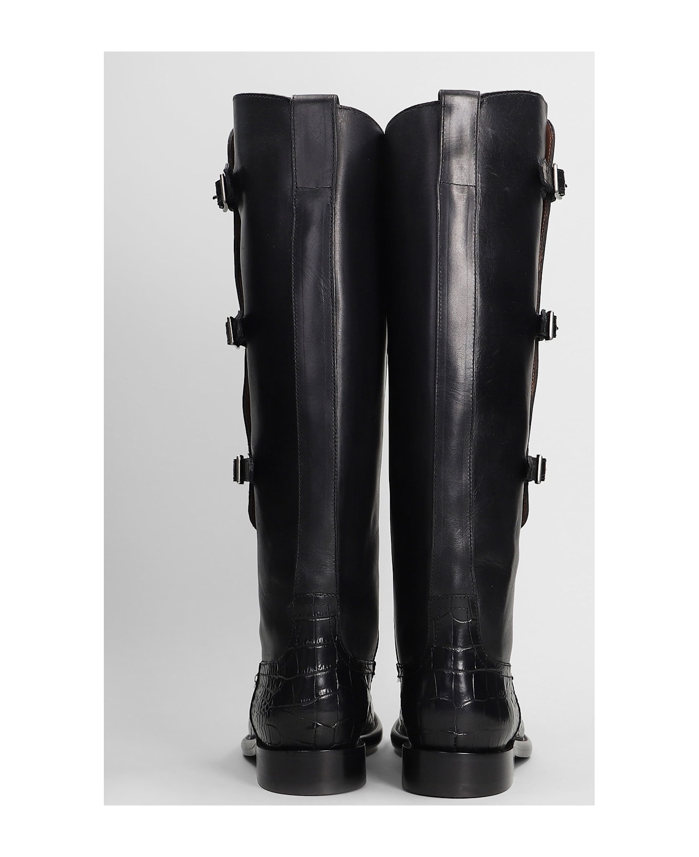 Paris Texas Montana Buckle Boot Low Heels Boots In Black Leather - EBANO-EBANO