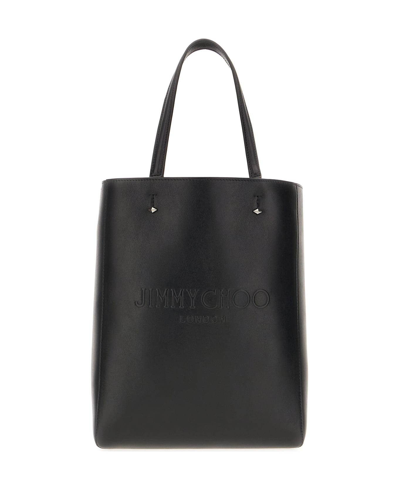 Jimmy Choo Black Leather Medium Lenny Handbag - BLACKSILVER