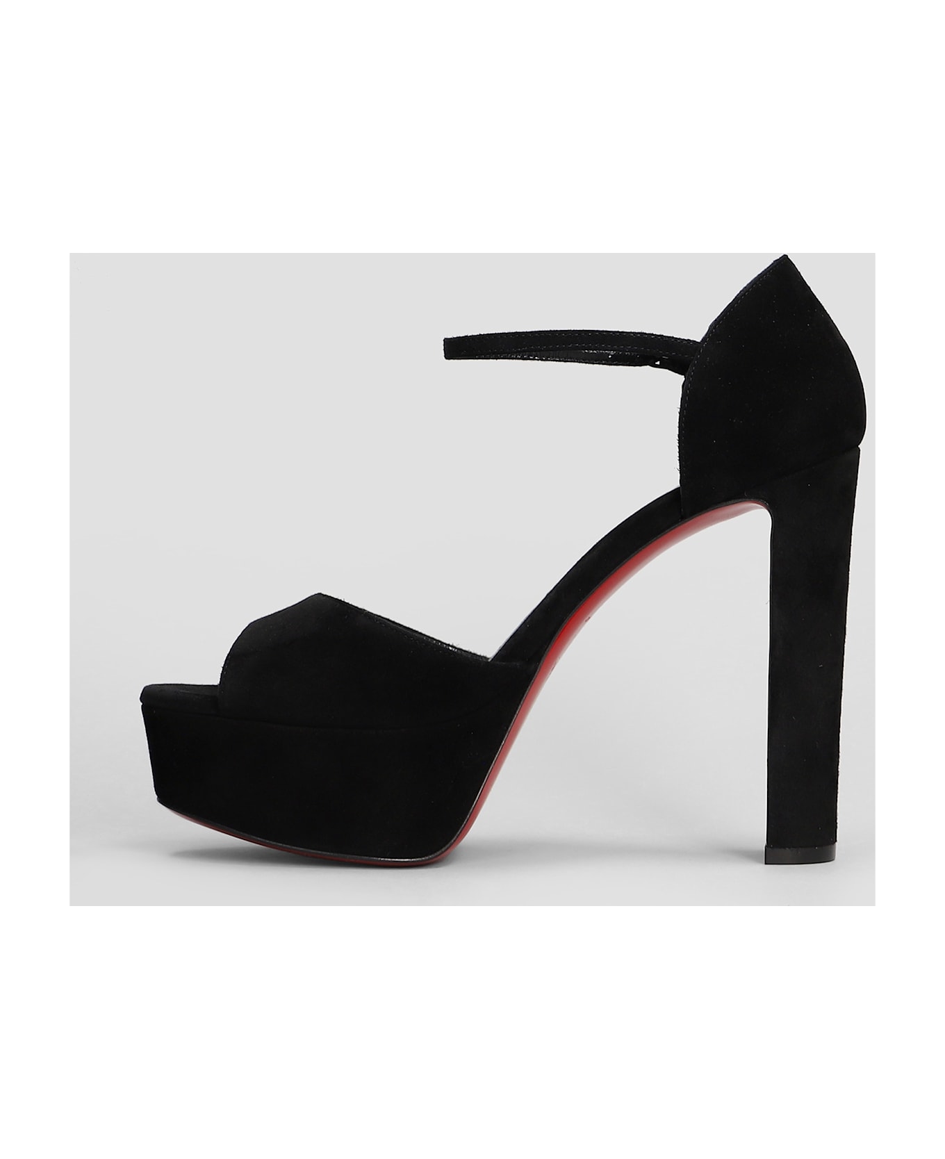 Christian Louboutin Sandaloo 130 Sandals In Black Suede - black