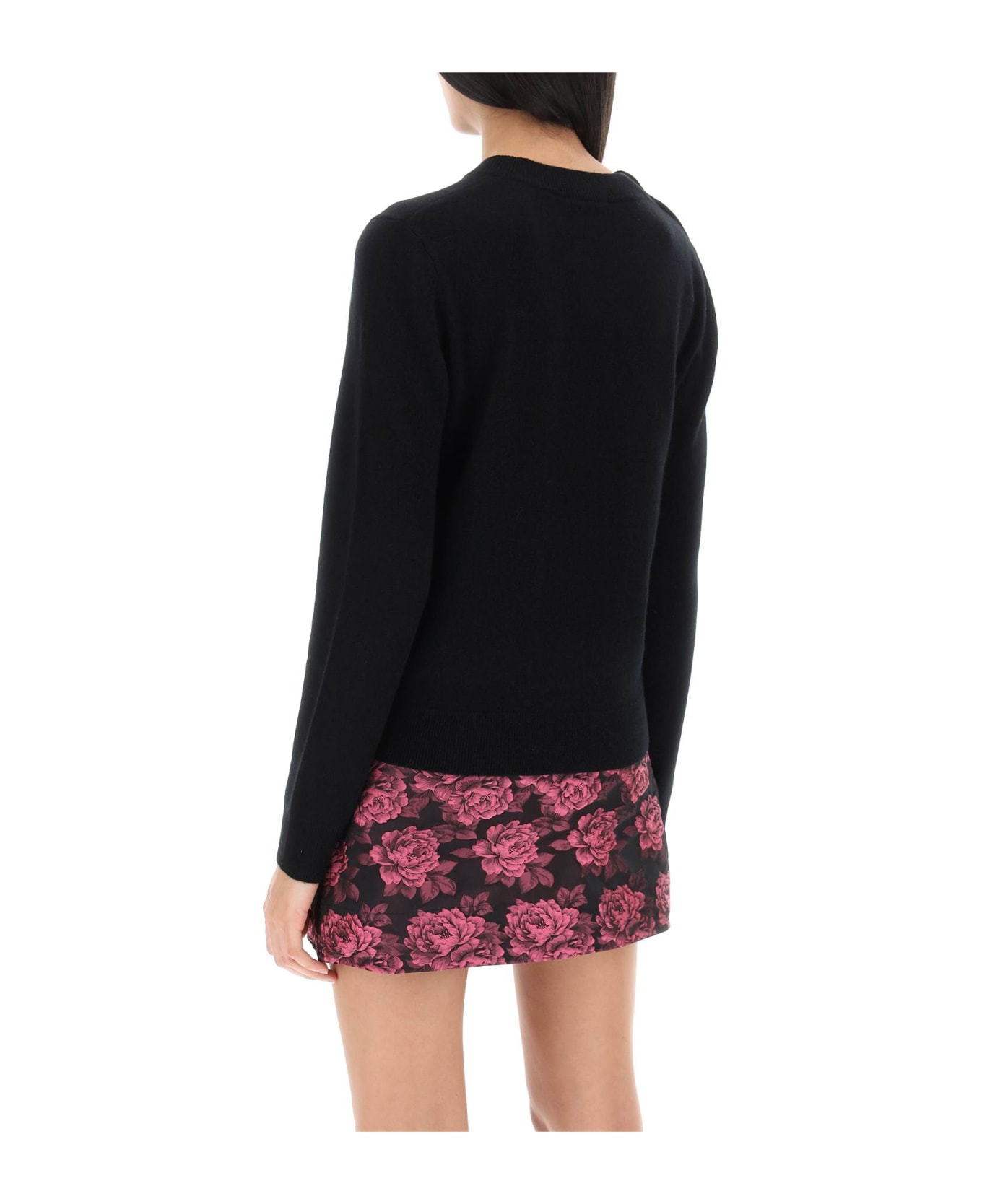 Ganni Sweater With Ganni Butterfly Buttons - BLACK (Black)