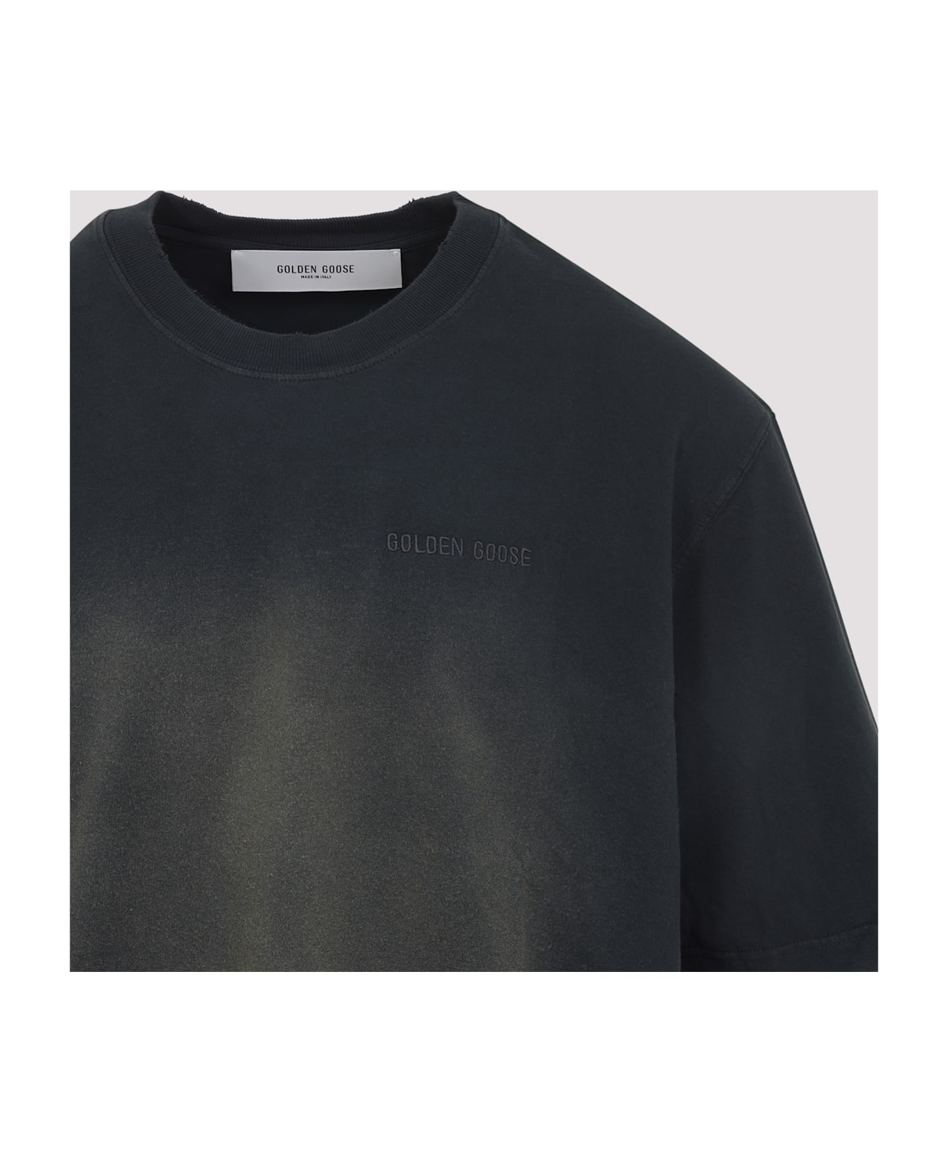 Golden Goose T-shirt With Embroidery - Bleached Washed Black