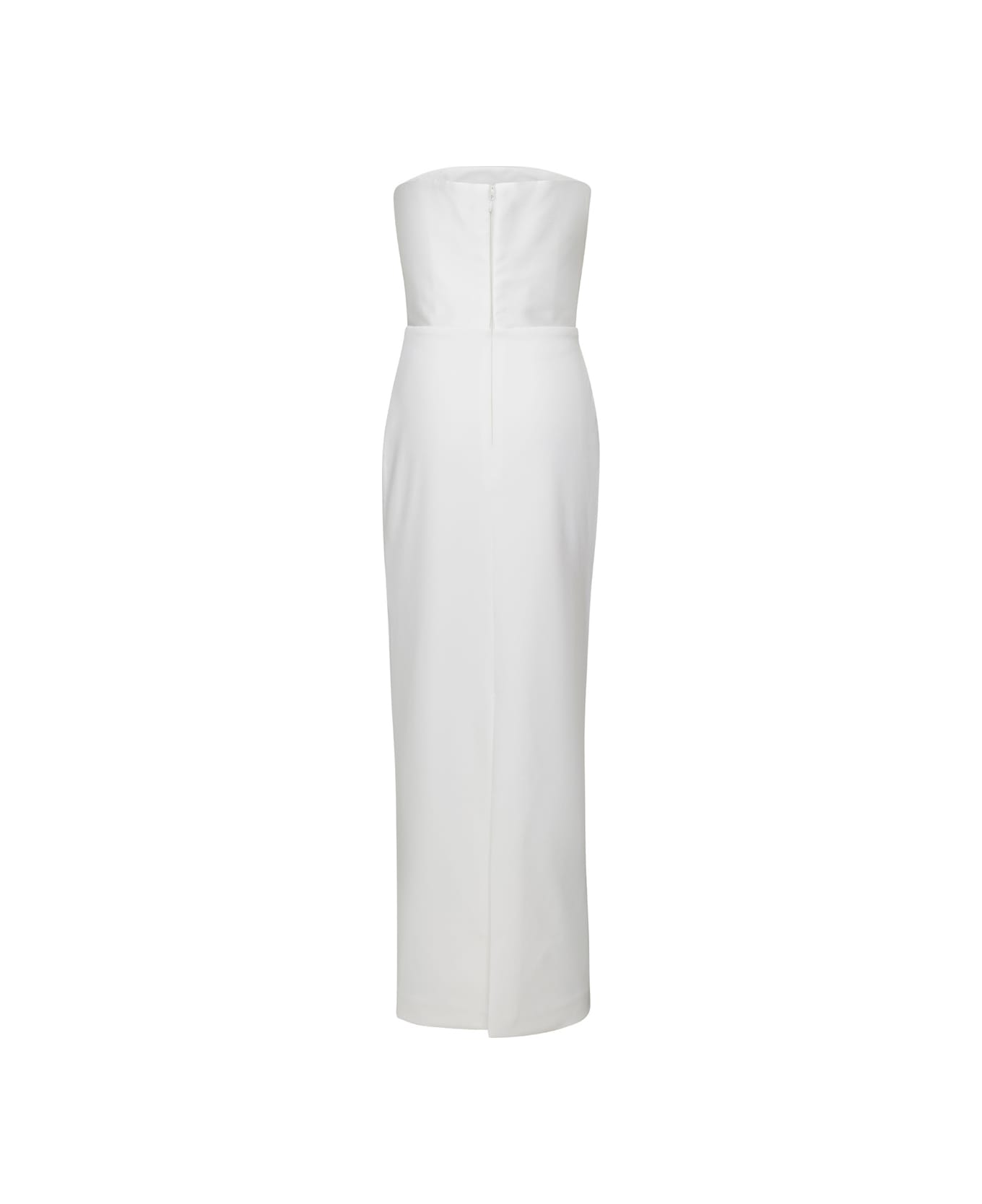 Solace London White Draped Maxi Dress With In Techno Fabric Woman - White