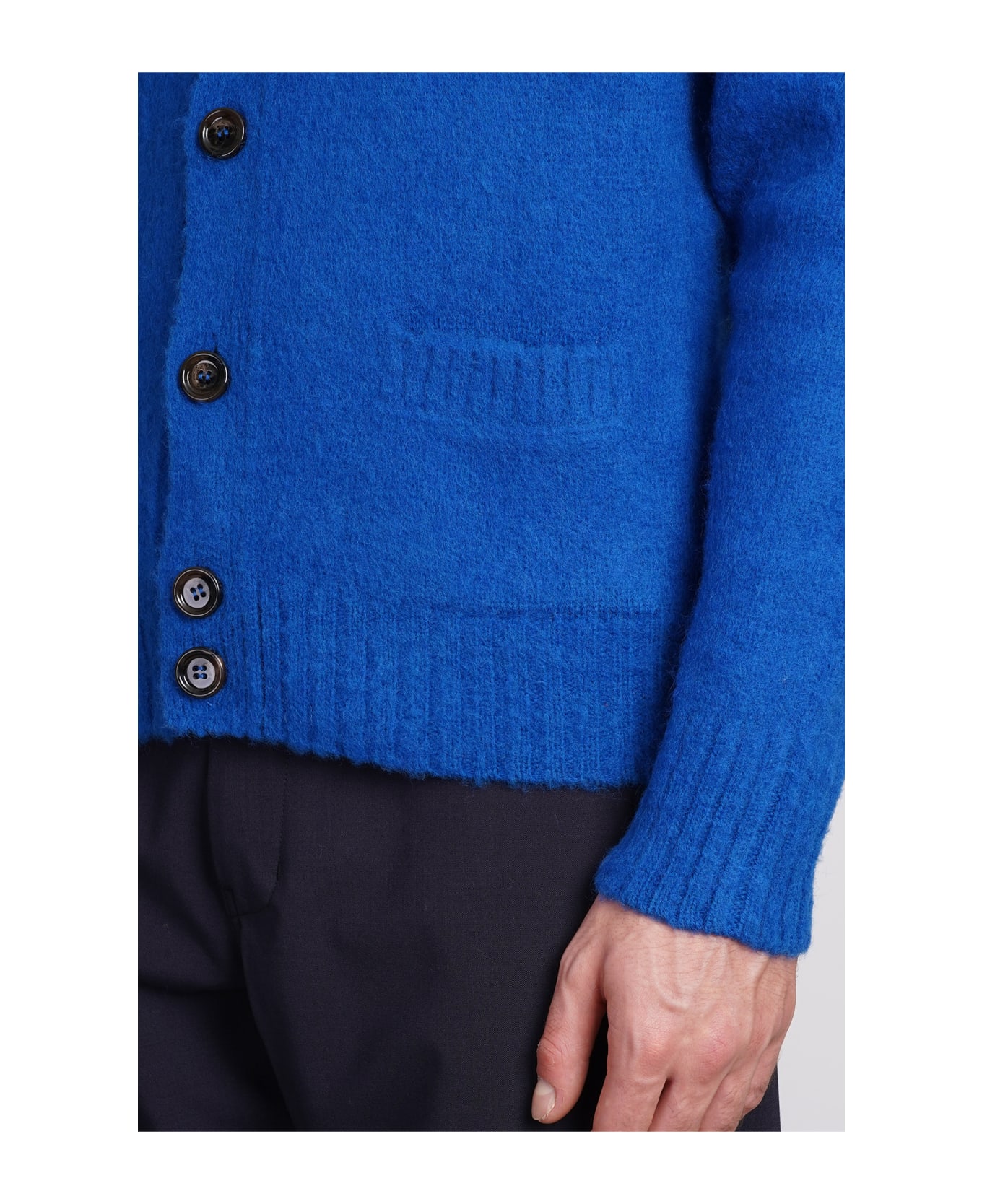 Aspesi Rib Trim Slim Buttoned Knit Cardigan - blue カーディガン