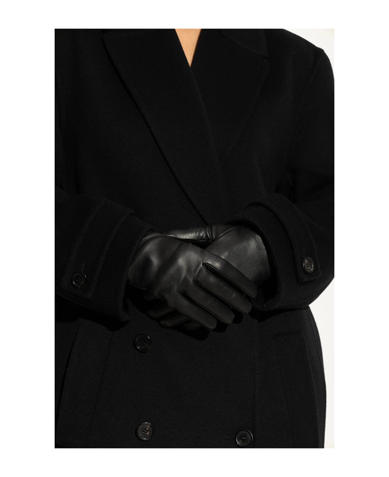 Saint Laurent Lambskin Gloves - BLACK/GOLD