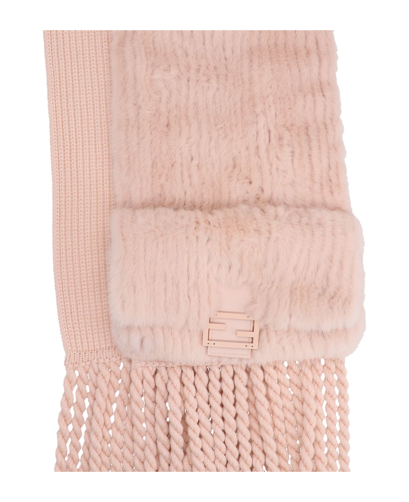 Fendi Mink And Wool Scarf - Pink