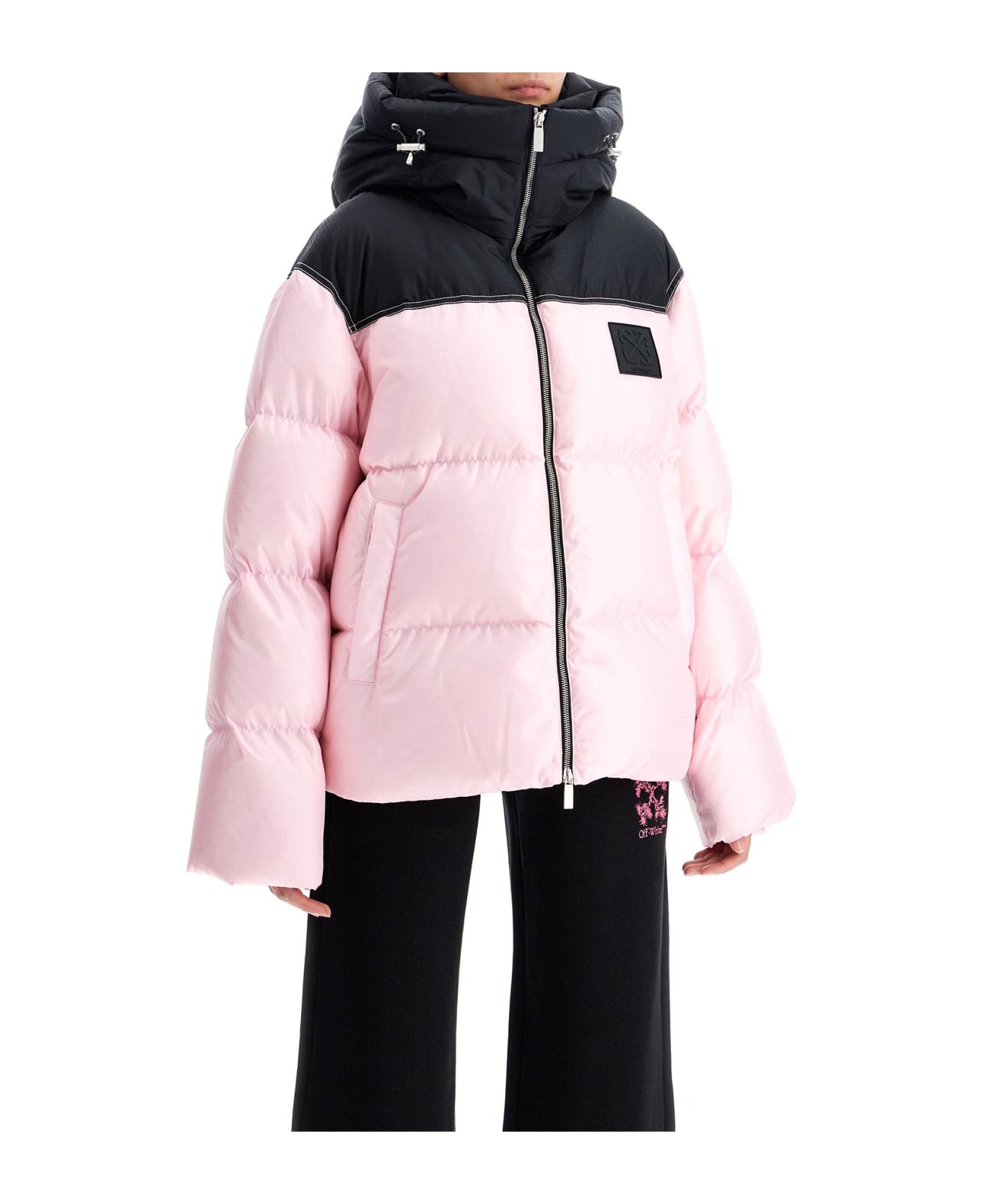 Off-White Oversized Down Jacket With - CHALK PINK - BLACK (Pink)