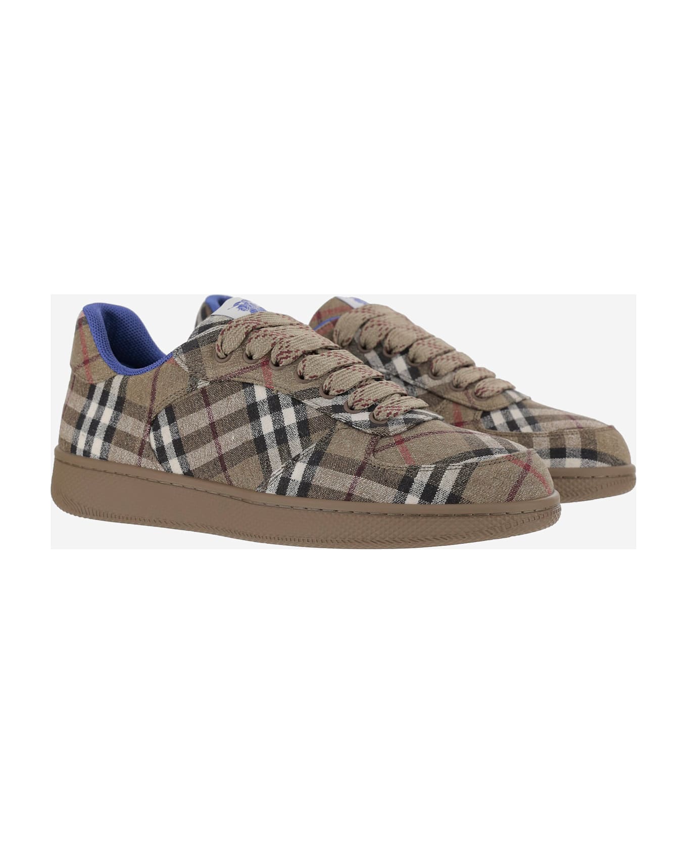 Burberry Terrace Sneakers With Check Pattern - Red