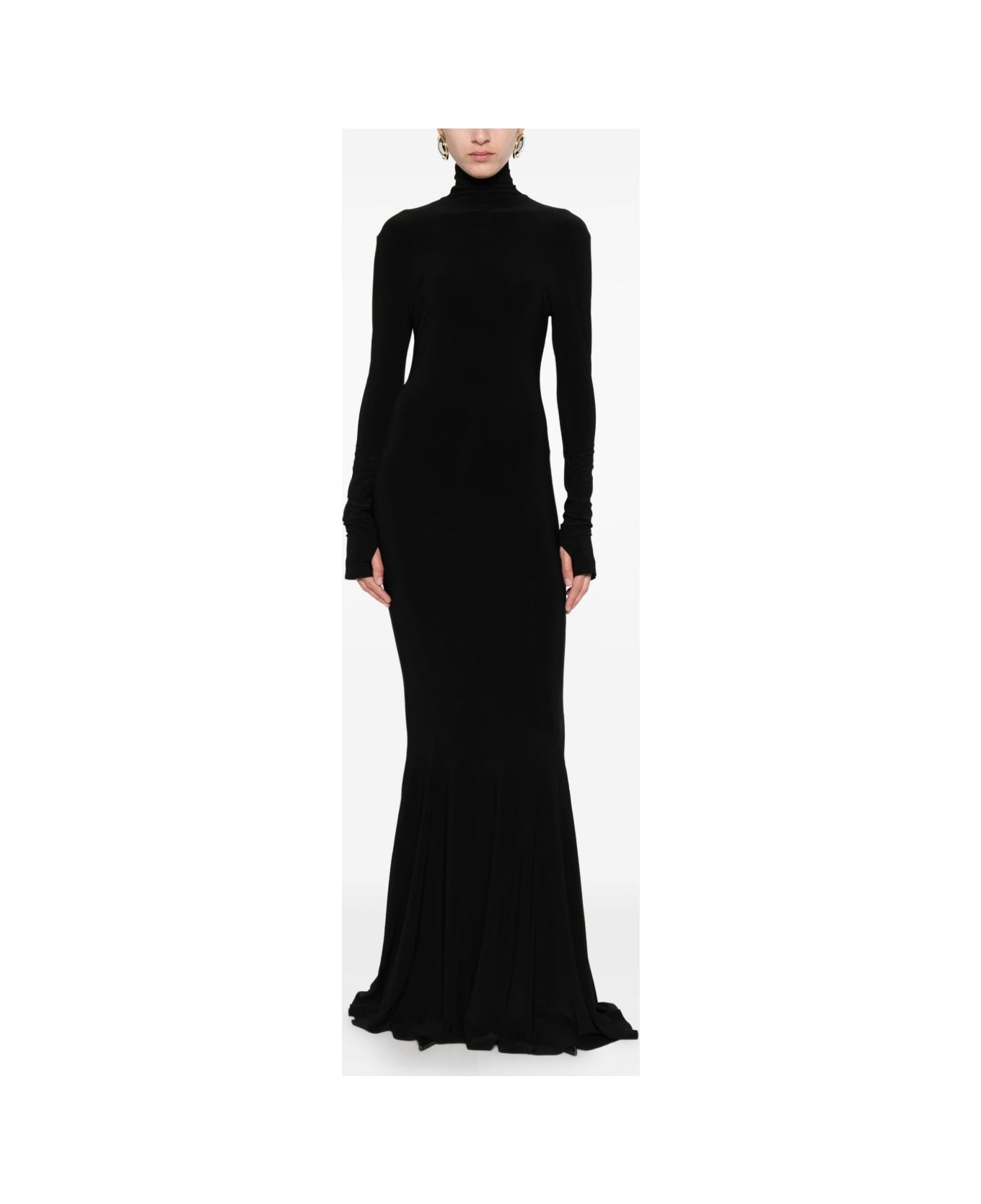 Norma Kamali Long-sleeve Roll-neck Dress - Black