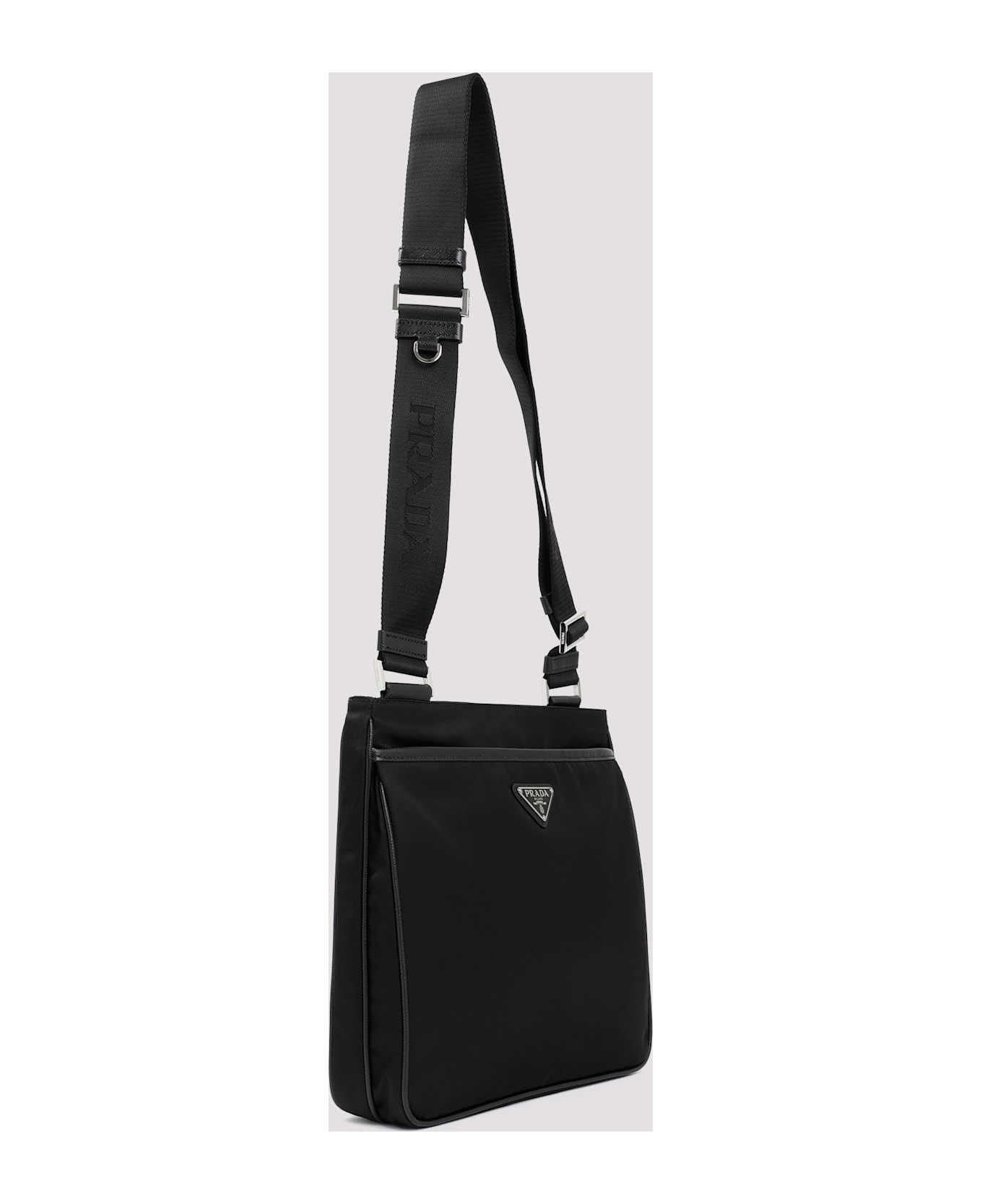 Prada Re-nylon And Saffiano Shoulder Bag - Nero