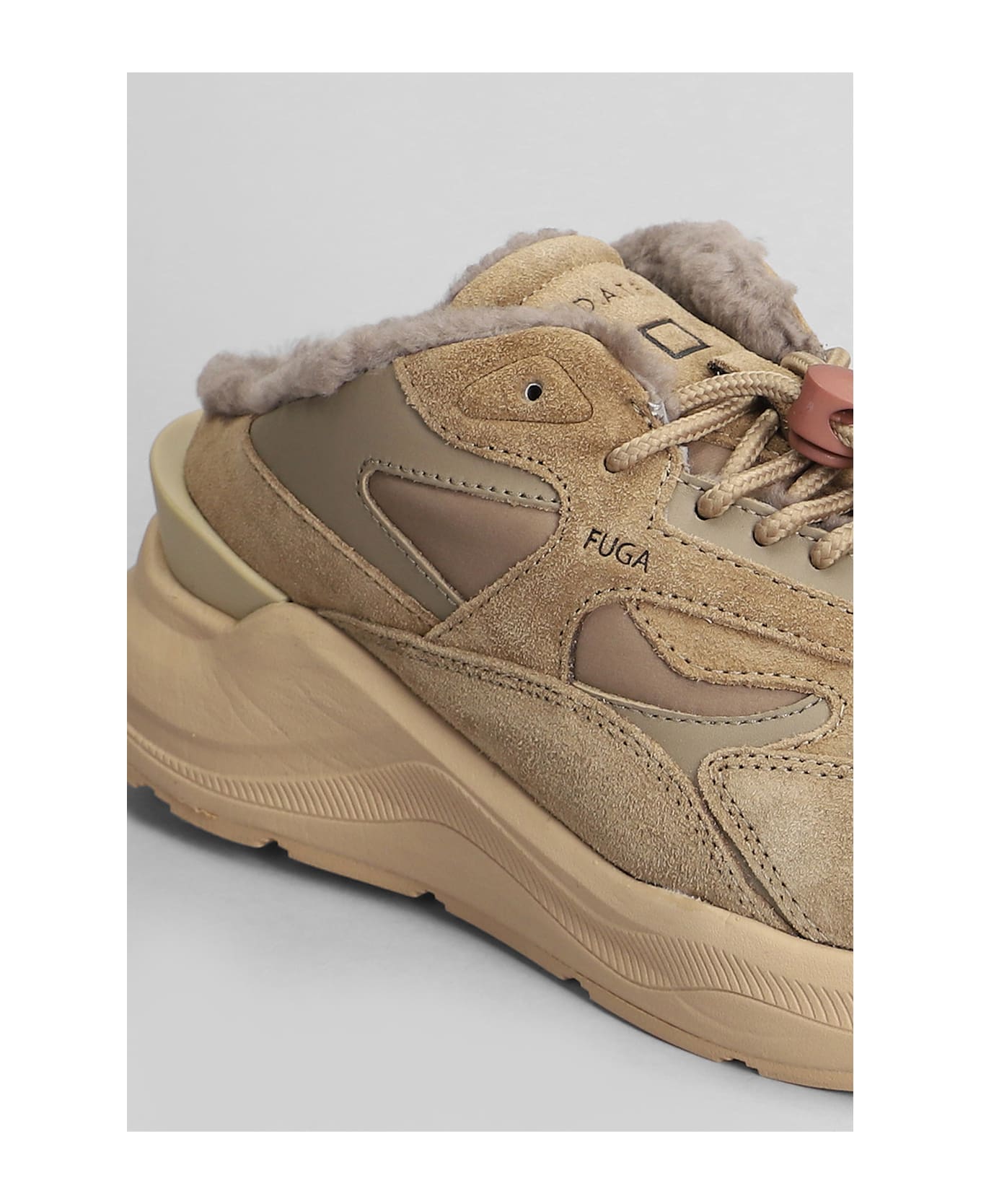 D.A.T.E. Fuga Sabot Sneakers In Leather Color Suede And Fabric - Beige