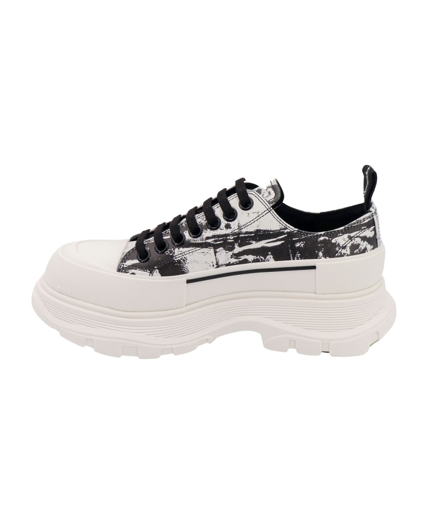 Alexander McQueen Printed Leather Tread Slick Sneakers - White