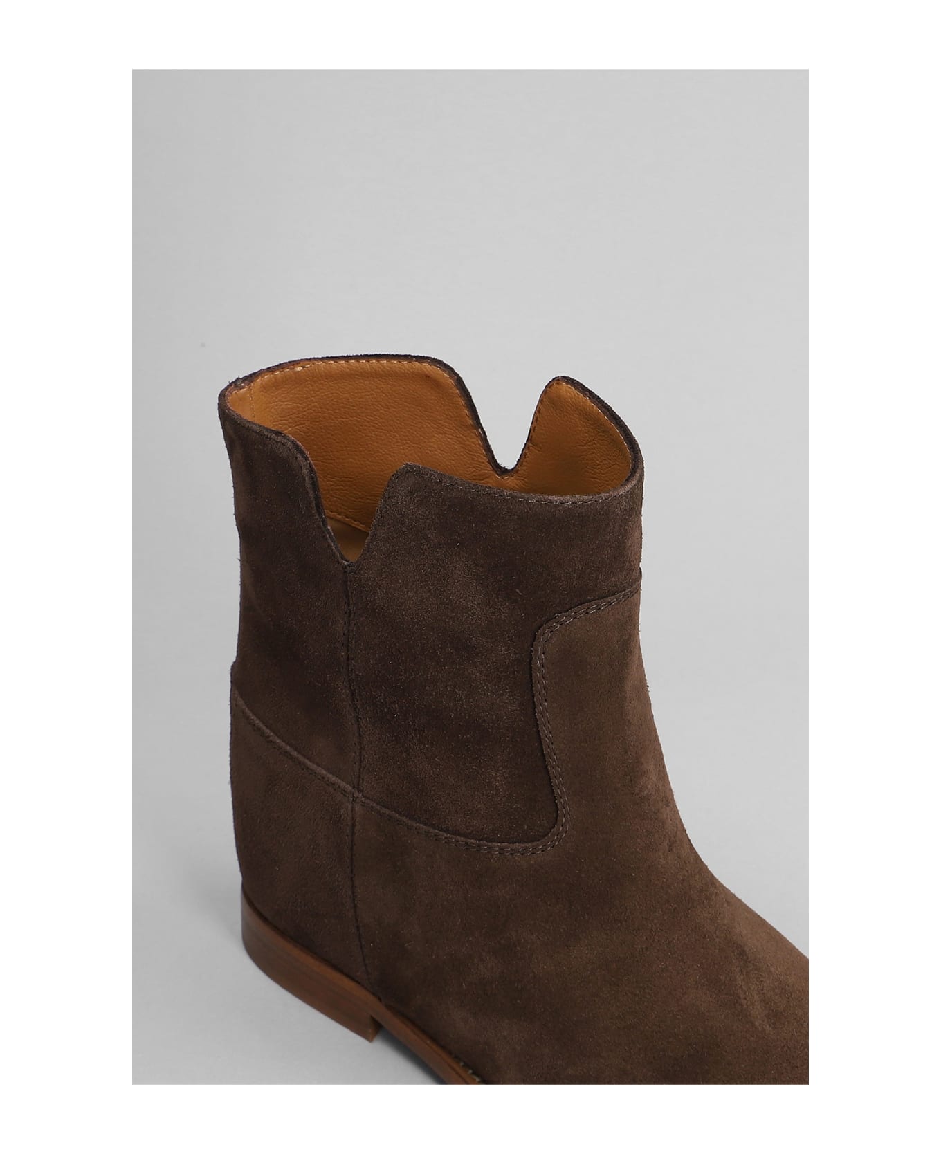 Via Roma 15 Ankle Boots Inside Wedge In Brown Suede - brown