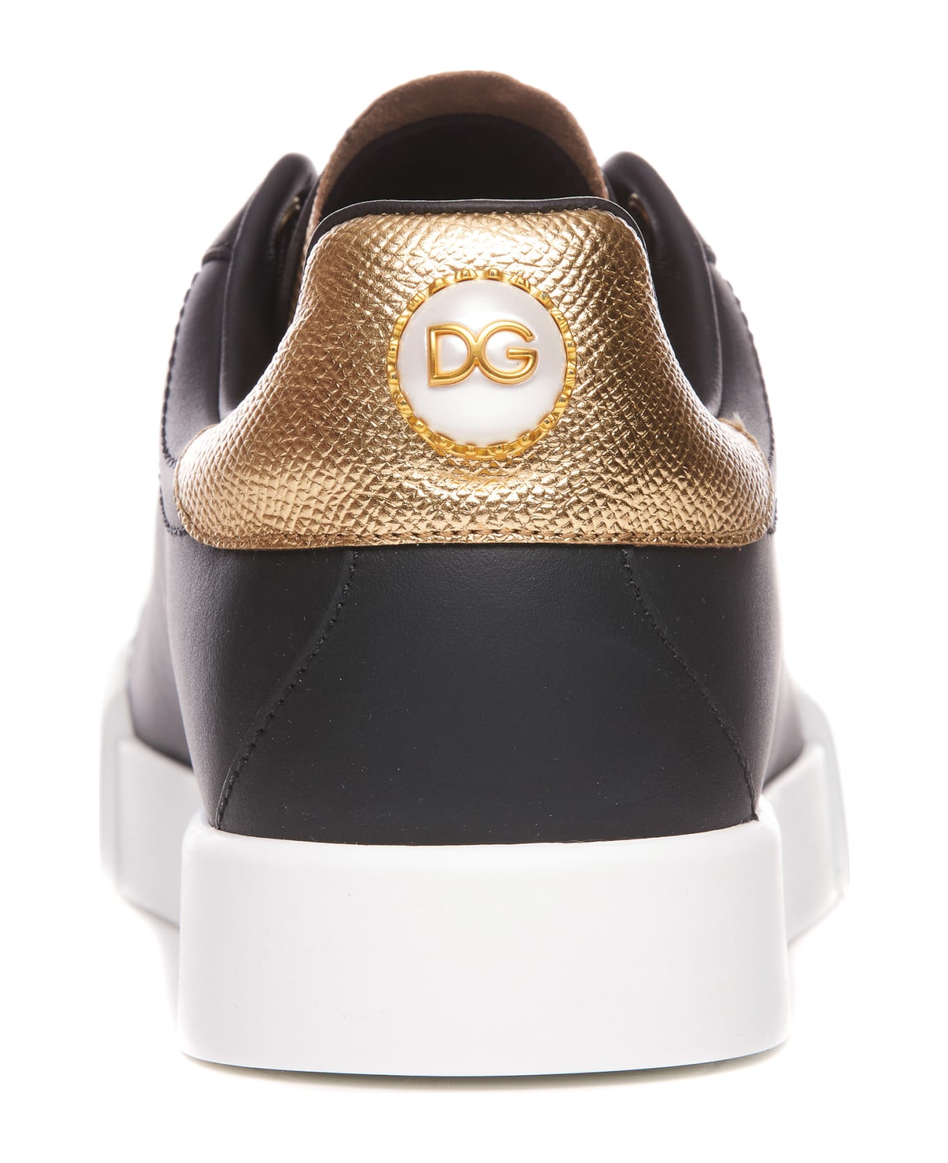 Dolce & Gabbana Portofino Sneakers With Lettering - NERO/ORO