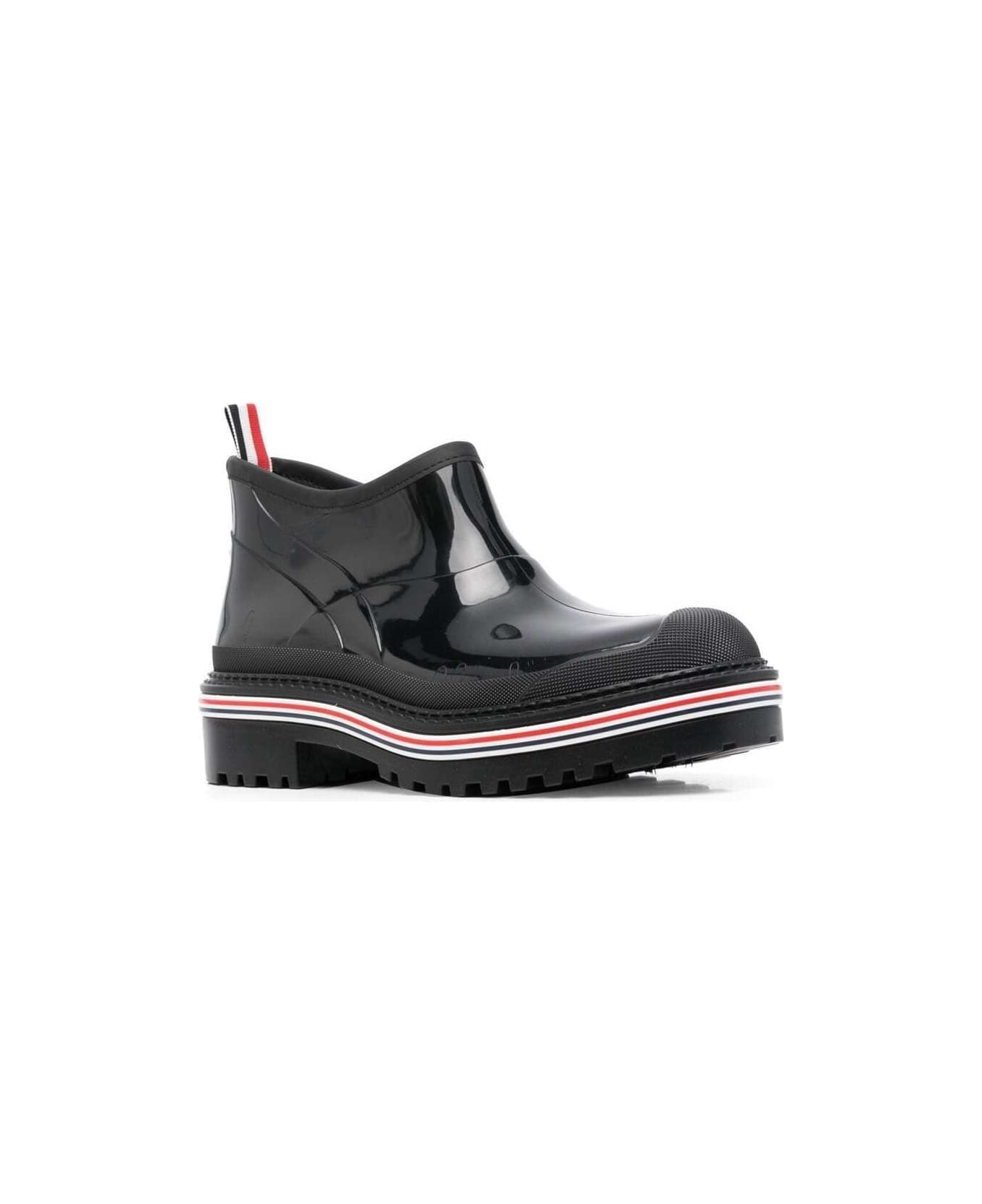 Thom Browne Stripe-trim Ankle Boots In Black Rubber Man - Black
