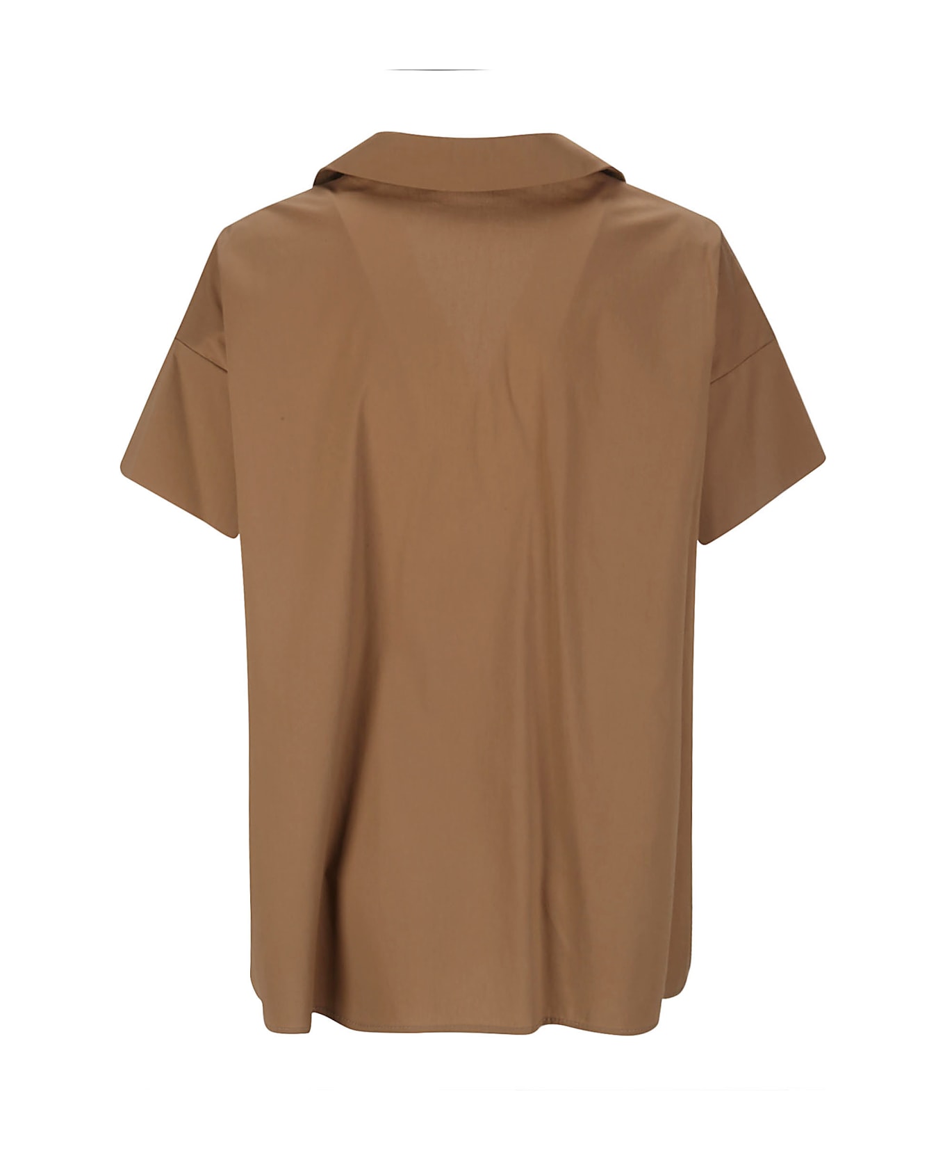 Hira Large Cotton Shirt Without Buttons - COGNAC