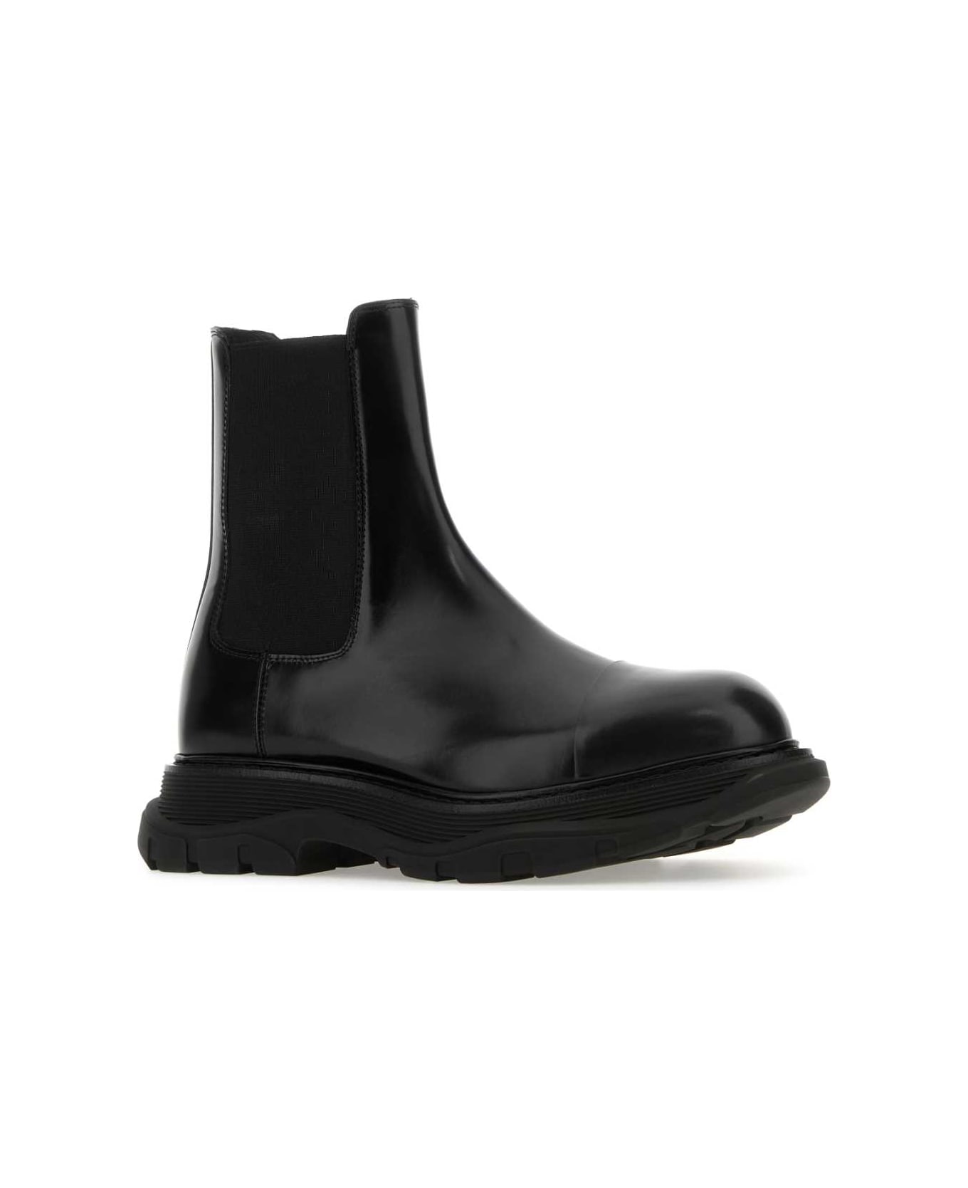 Alexander McQueen Black Leather Chelsea Tread Ankle Boots - BLACKBLACK