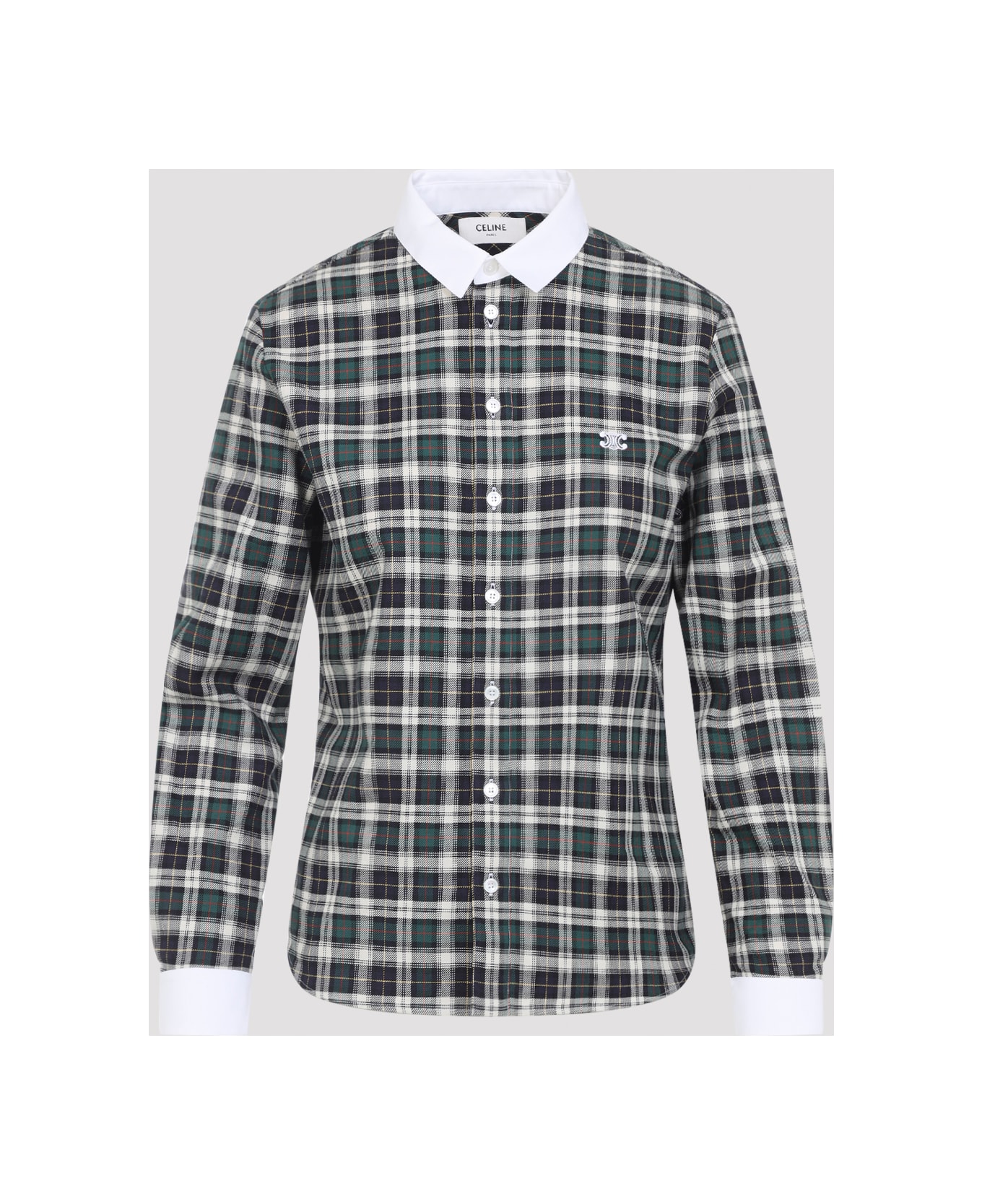 Celine Cotton Shirt - Green Navy Chalk シャツ