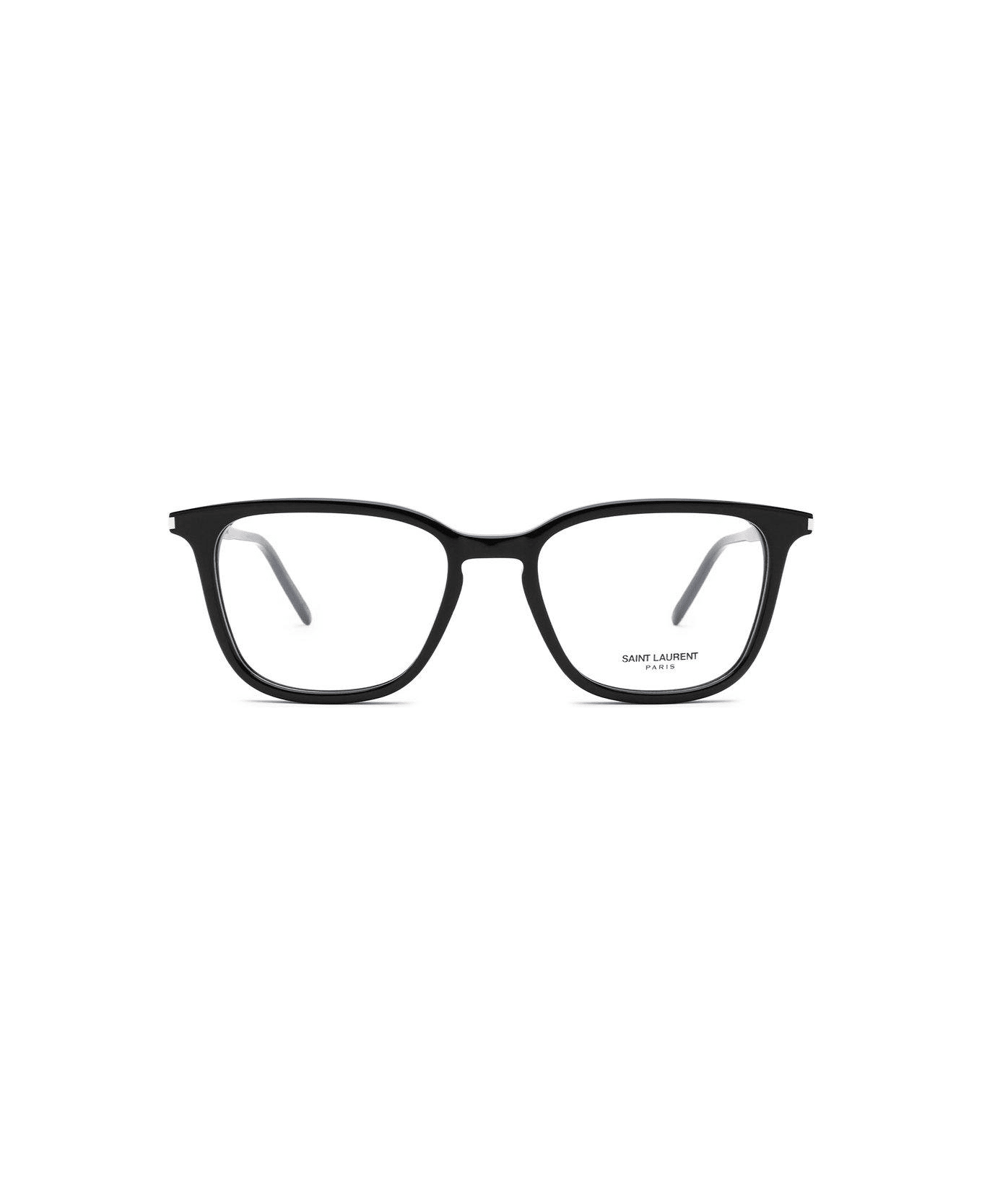 Saint Laurent Eyewear Square Frame Glasses - 001 black black transpare