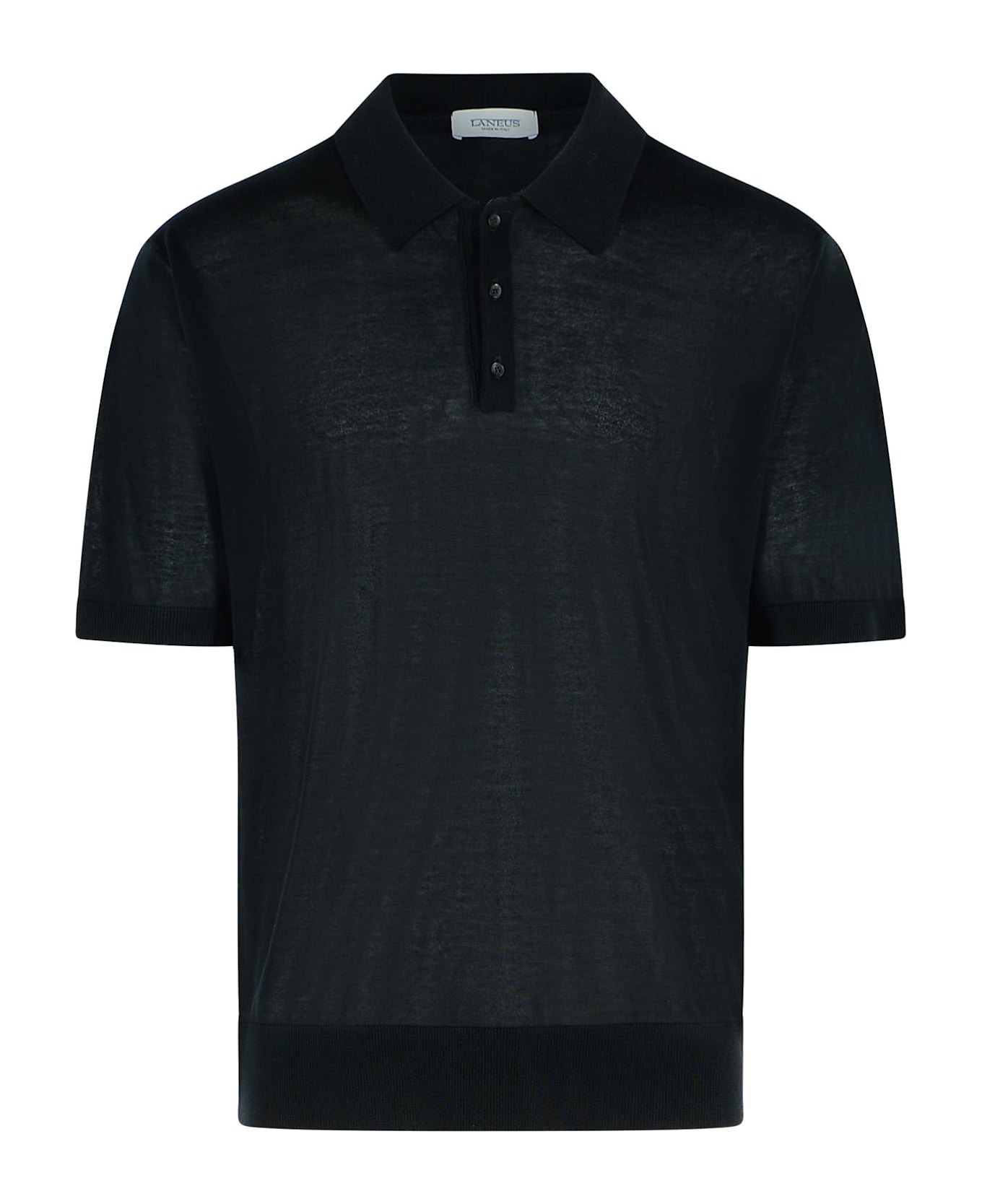 Laneus Black Lyocell Polo Shirt - Black