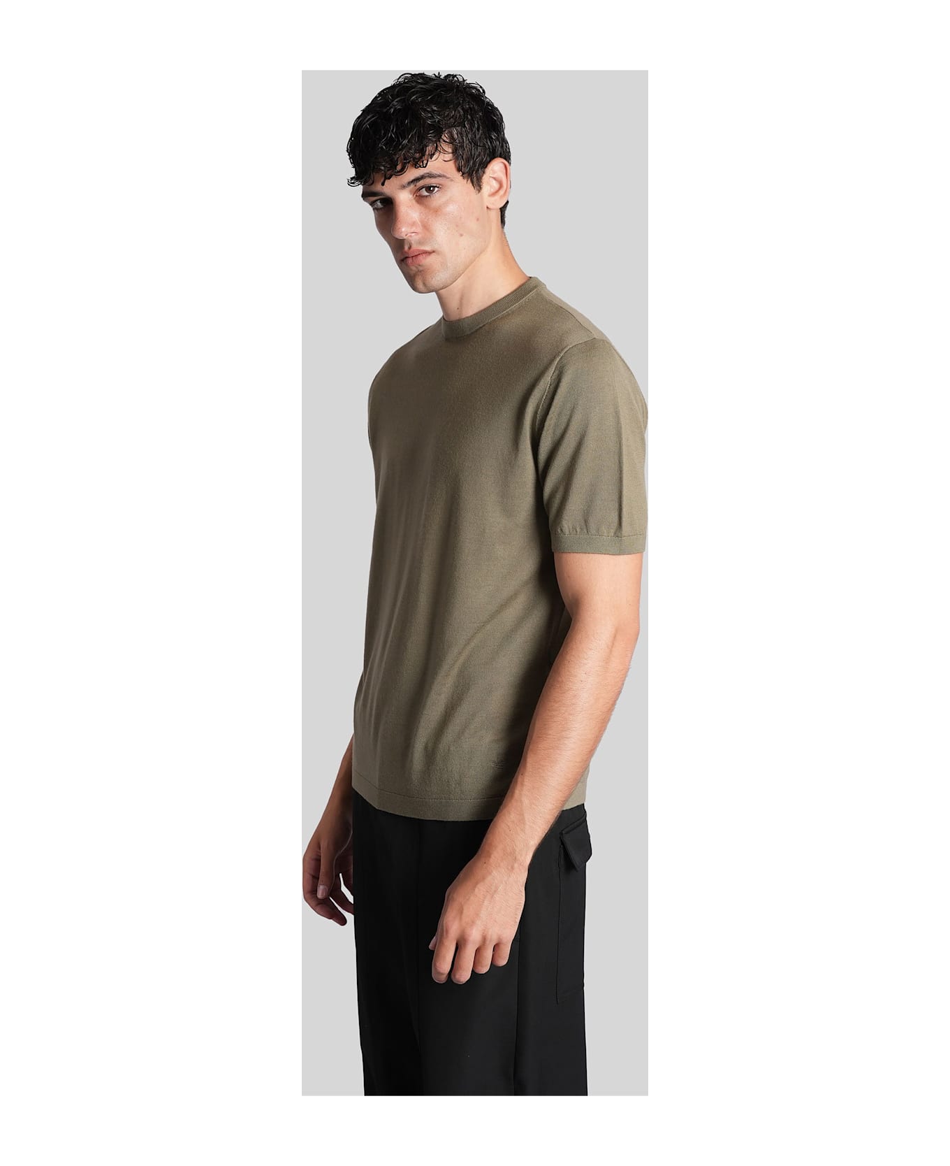 Emporio Armani T-shirt In Green Wool - green