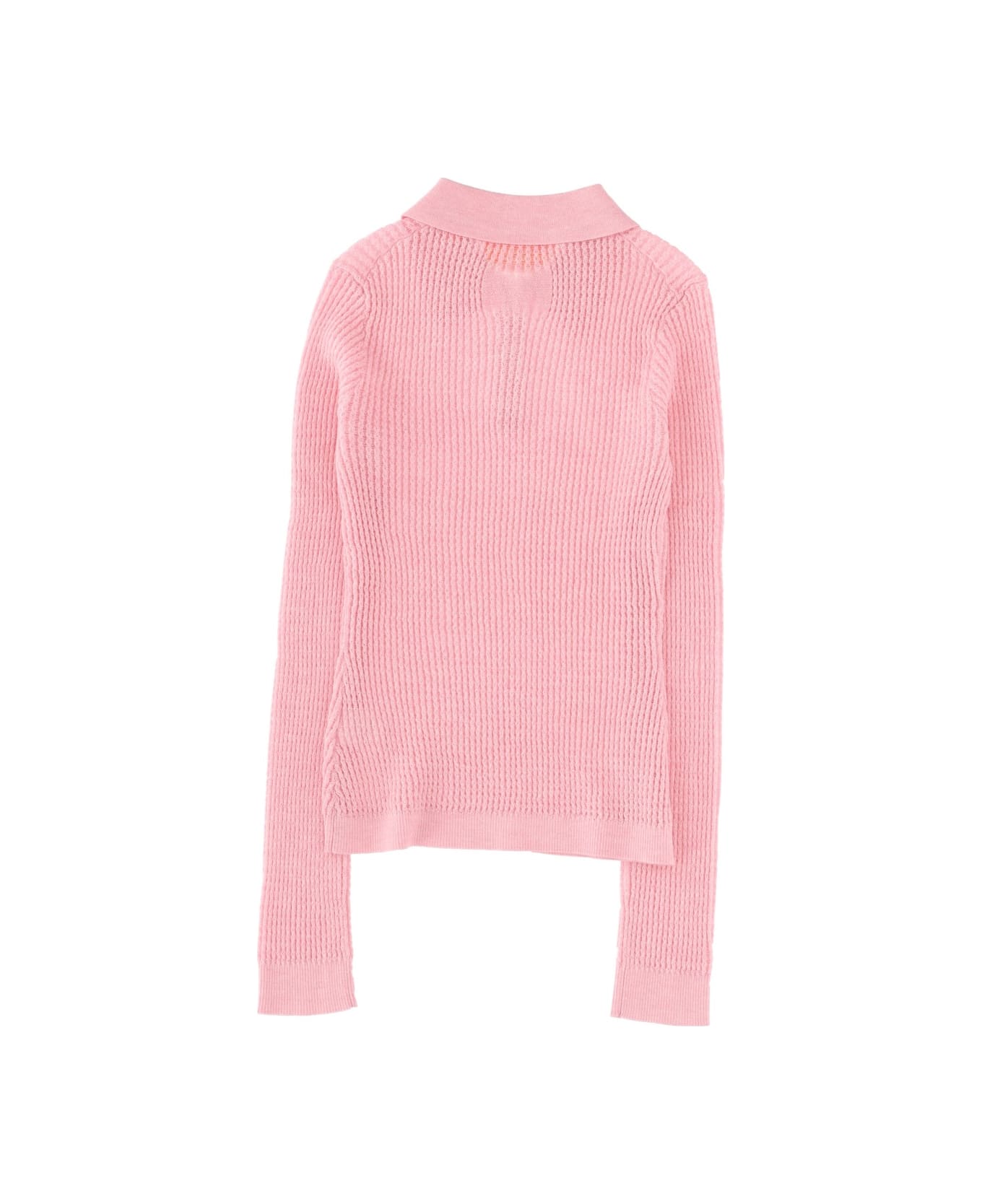 Guest in Residence Long Sleeve "shrunken" Polo Shirt - PINK