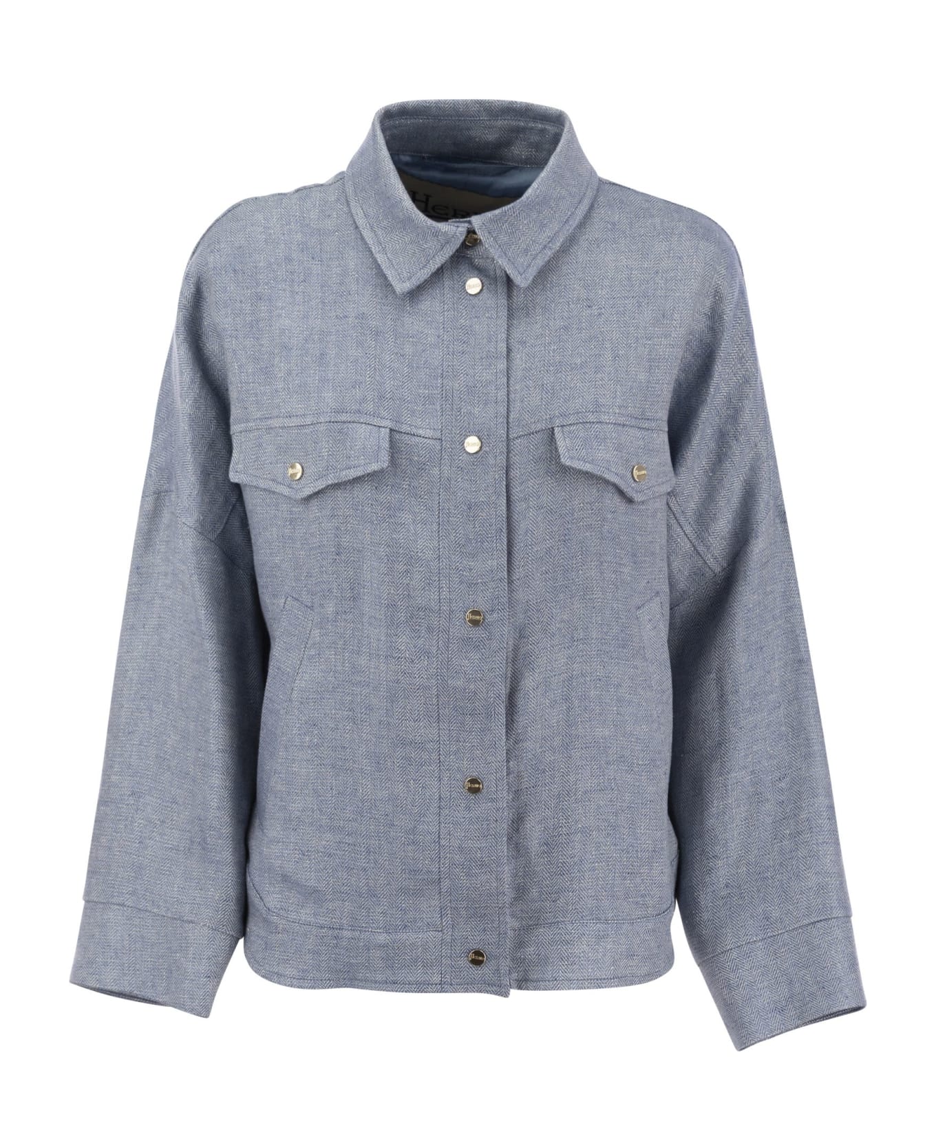 Herno Linen Shirt-cut Jacket - Clear Blue