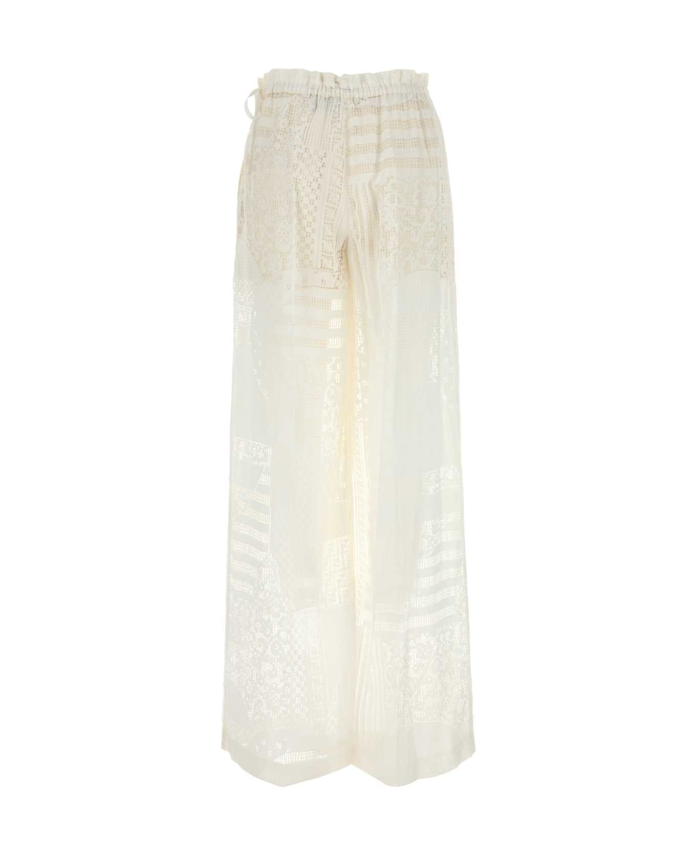 Fendi White Viscose Blend Wide-leg Pant - WHITE