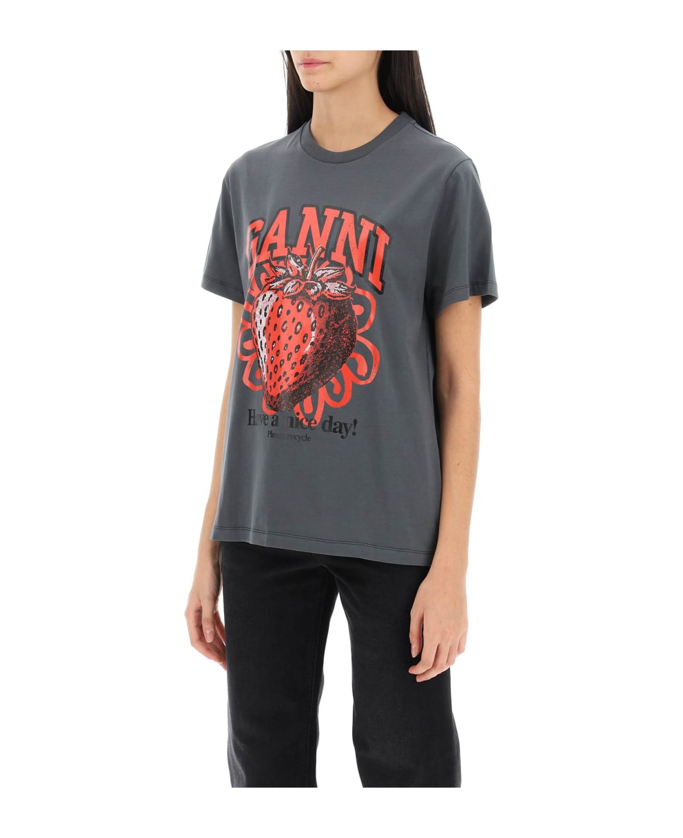 Ganni Oversized T-shirt - Volcanic Ash