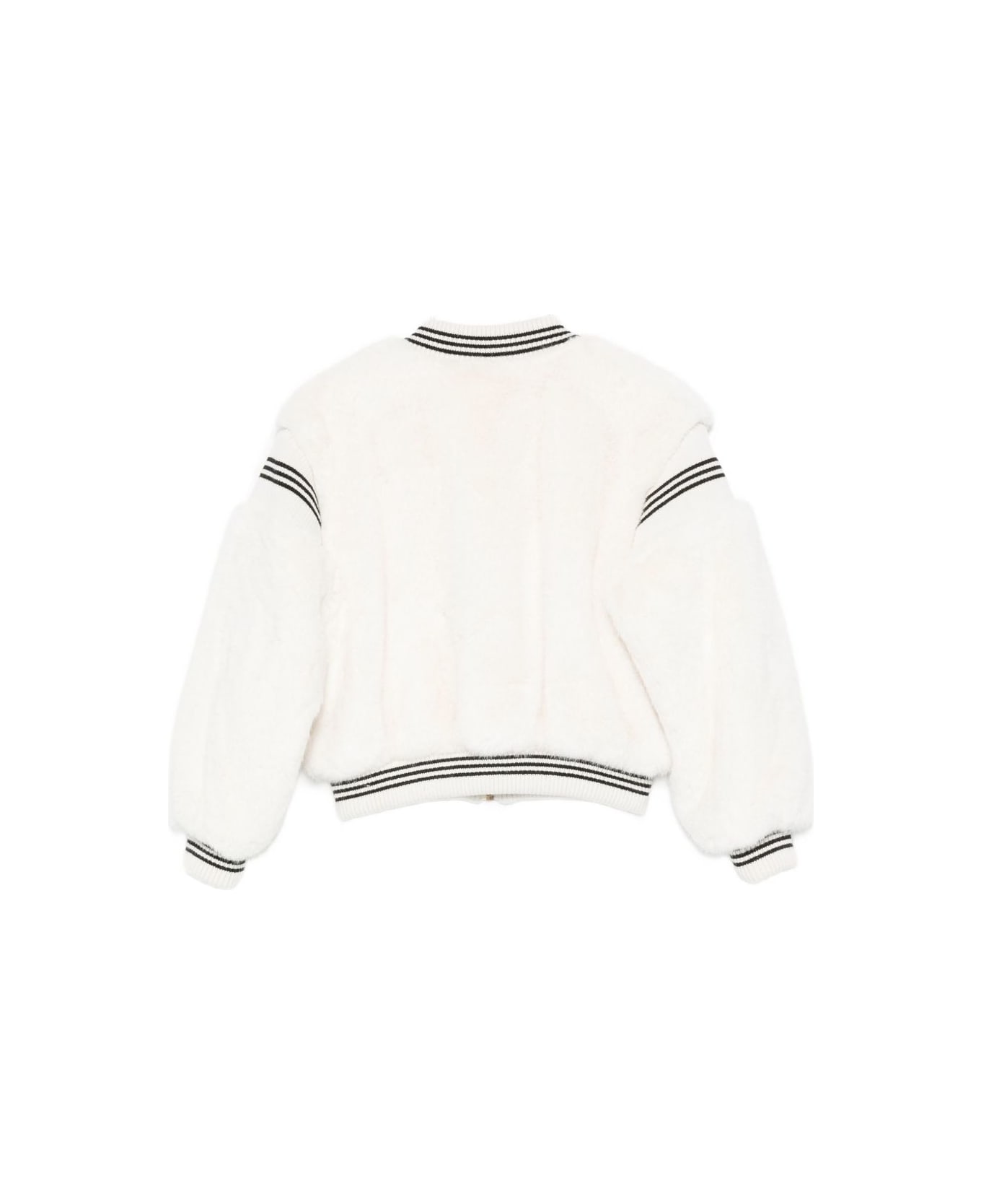 TwinSet Kids Coat With Striped Cuffs - White