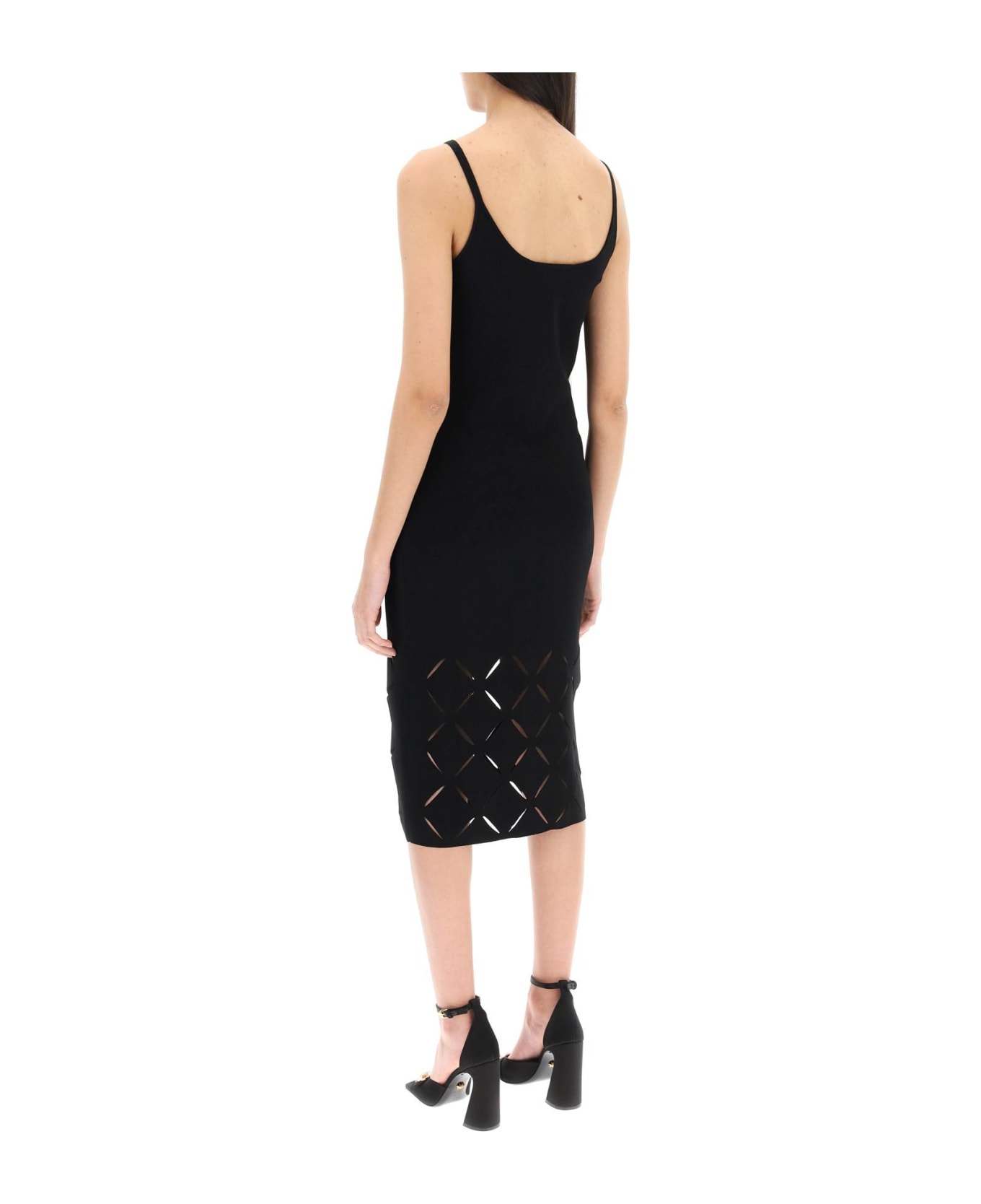 Versace Midi Dress With Diamond Cuts - Black ワンピース＆ドレス