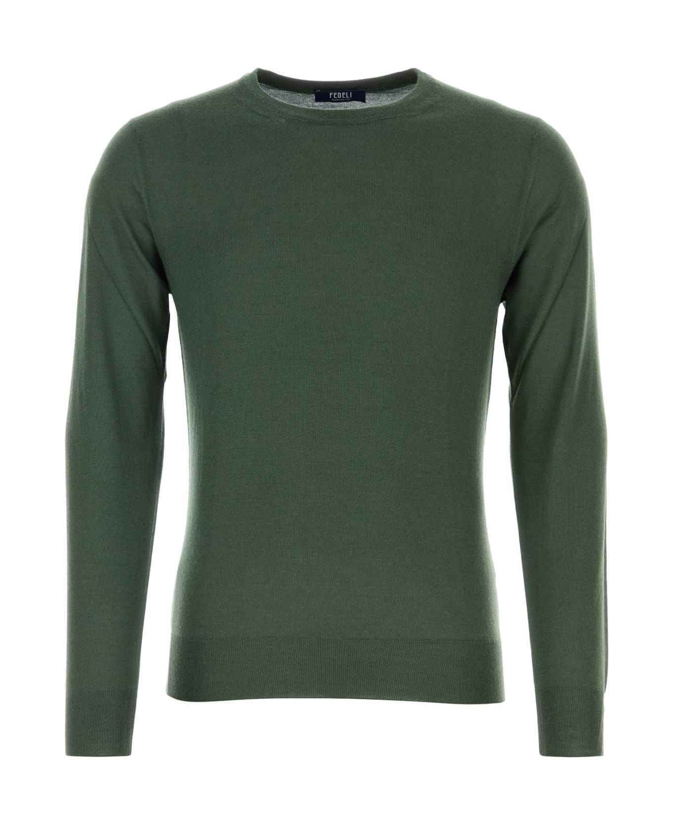 Fedeli Green Cashmere Blend Sweater - VERDEINGLESE