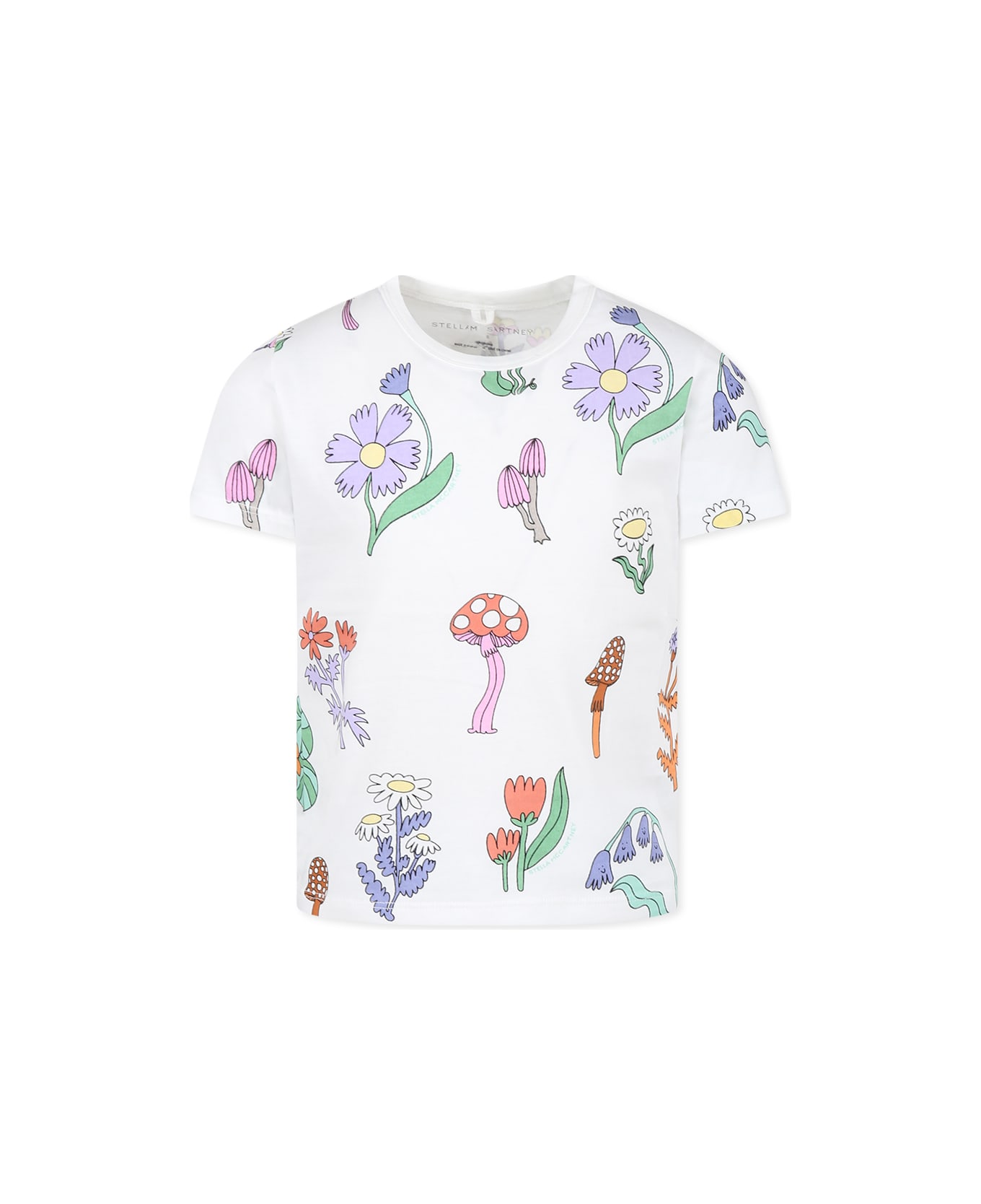 Stella McCartney Kids White T-shirt For Girl With Flowers - White
