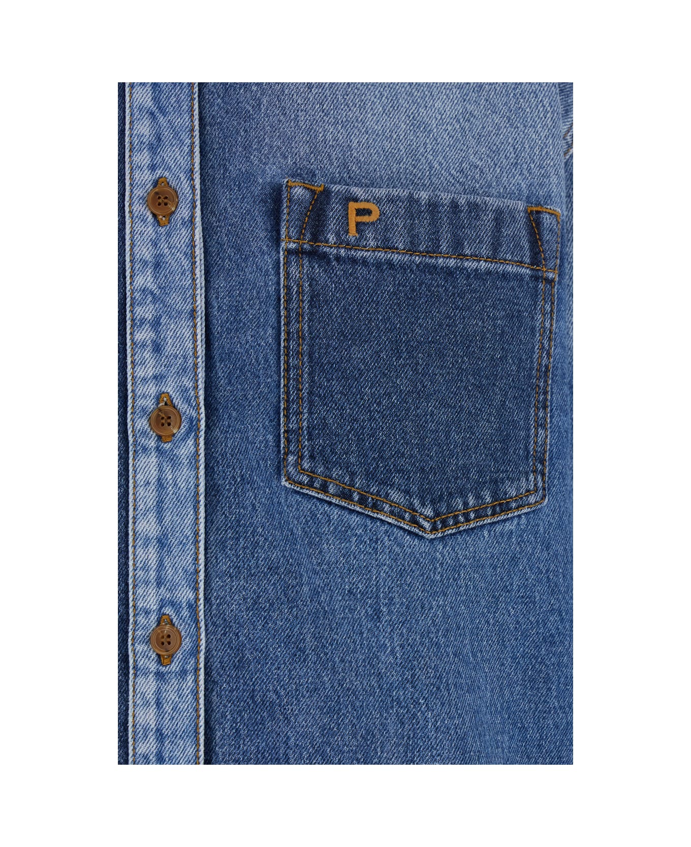 Philosophy di Lorenzo Serafini Blue Shirt With Classic Collar And Logo Detail On The Pocket In Denim Woman - Blu