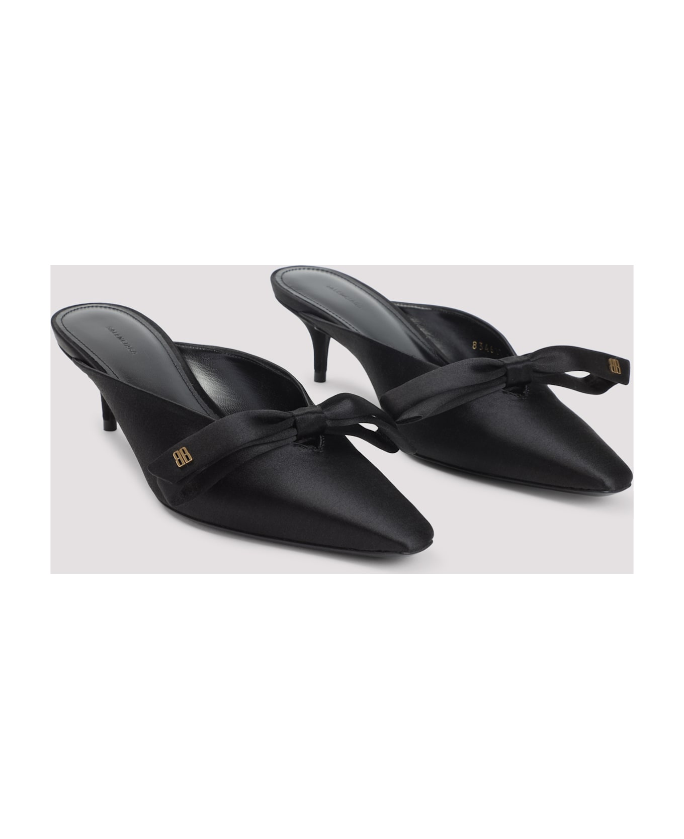 Balenciaga Nano Bow Mules - Black Gold