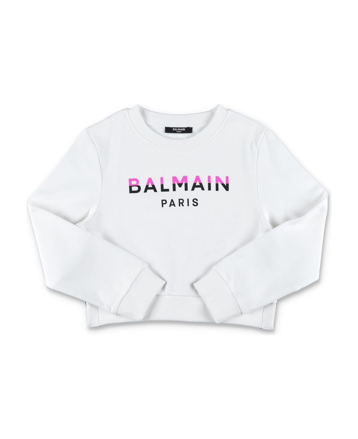 Balmain low-top Paris Two-tone Sweatshirt - WHITE/FUCHSIA