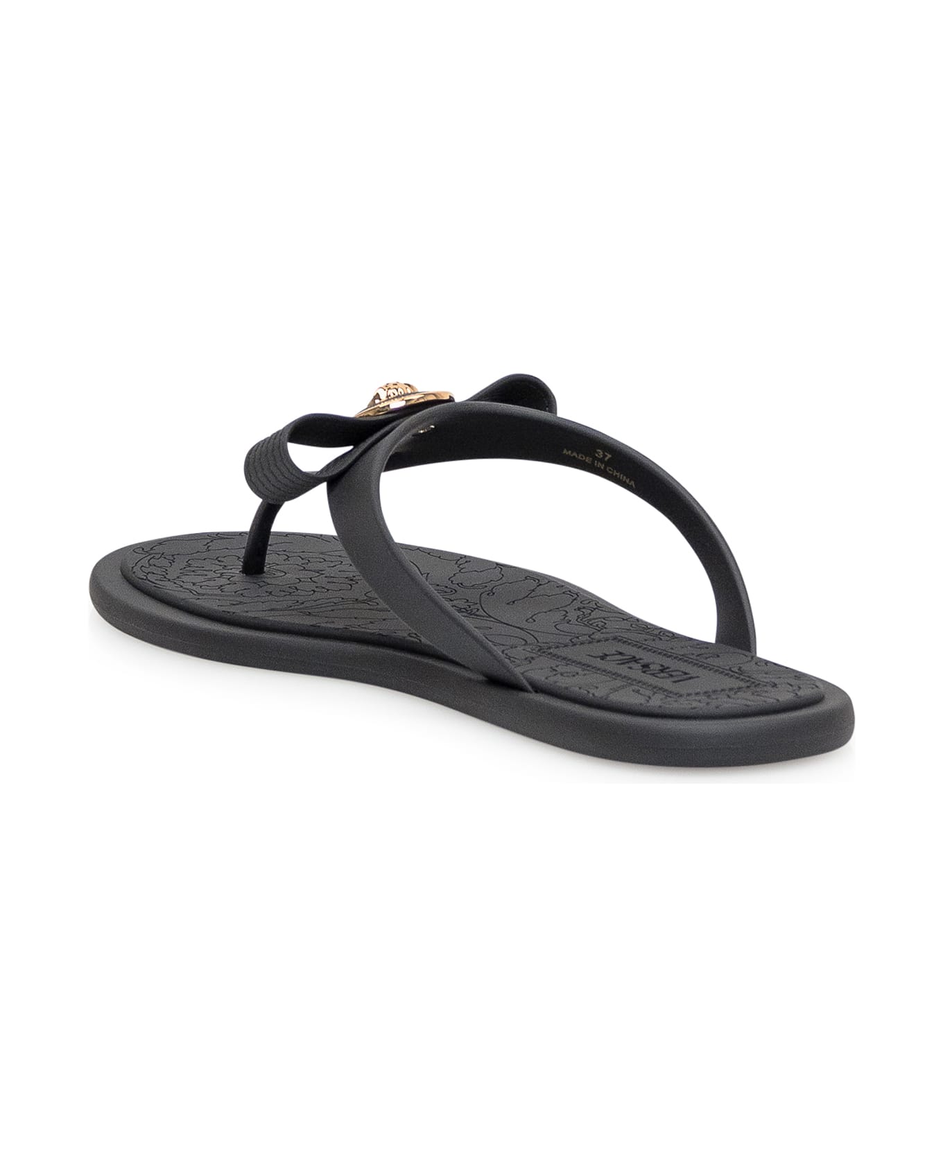 Versace Black Flats - BLACK-VERSACE GOLD