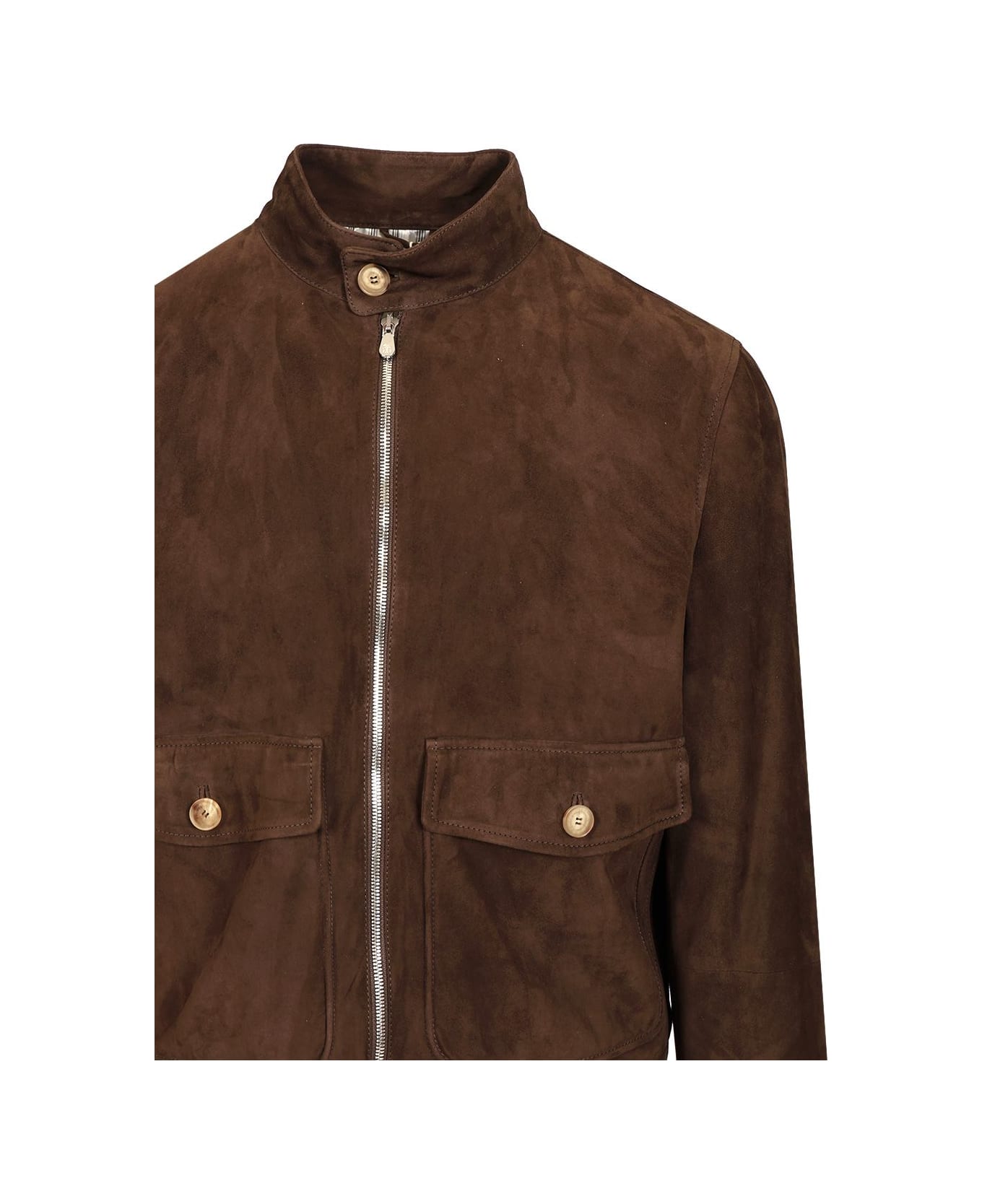 Brunello Cucinelli Suede Biker Jacket - Brown