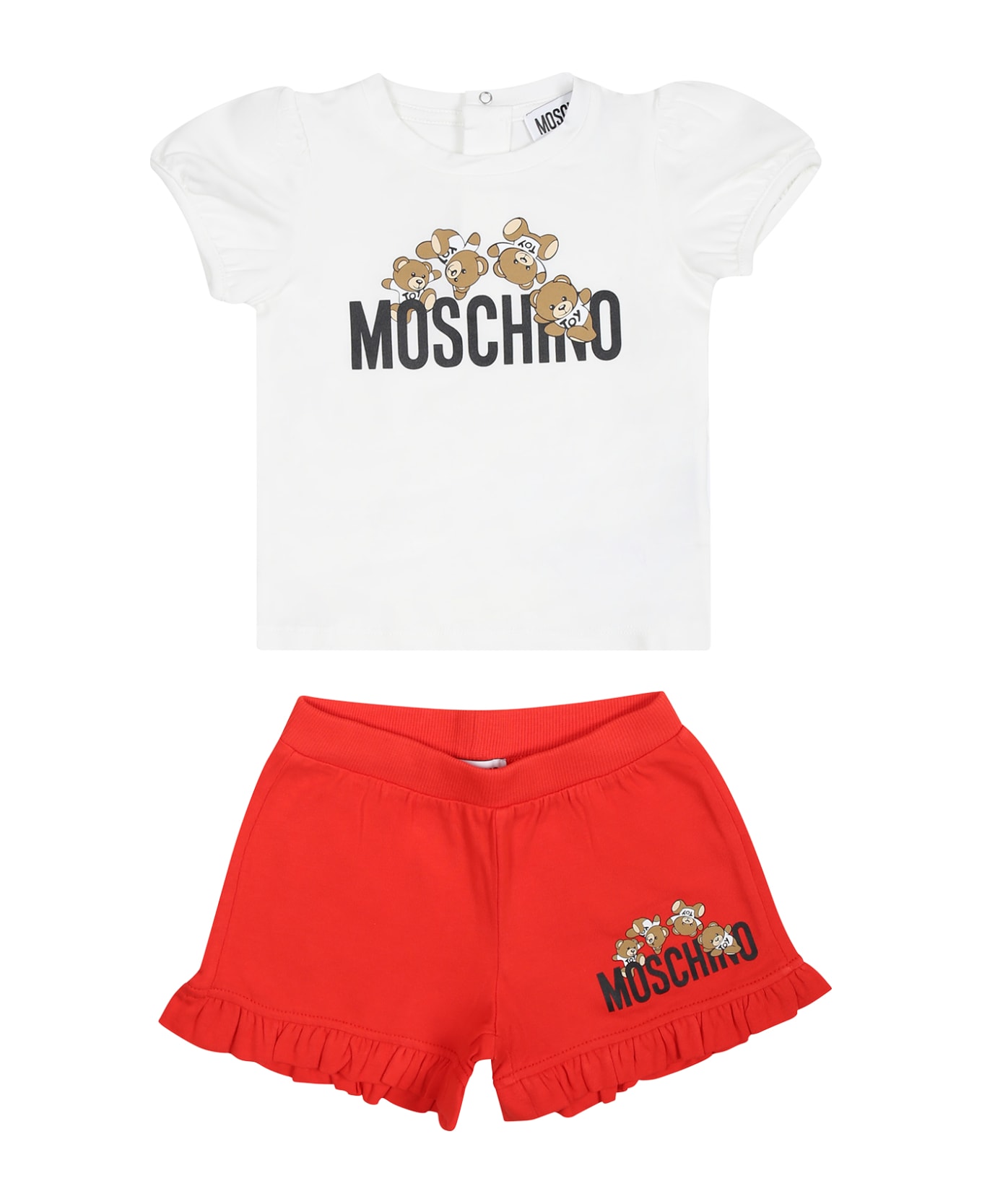 Moschino Multicolor Tracksuit For Baby Girl With Teddy Bear And Logo - Multicolor
