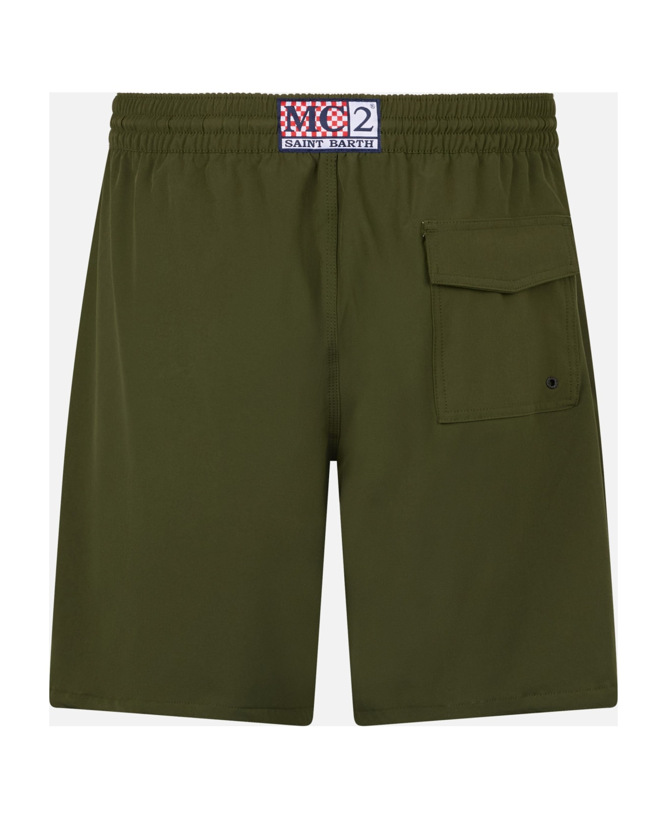 MC2 Saint Barth Man Military Green Comfort Surf Swim Shorts - GREEN