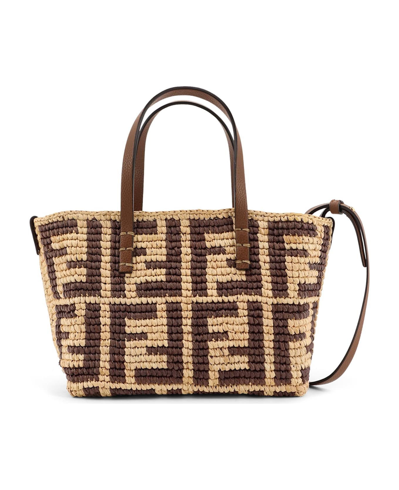 Fendi Raffia Mini Roll Shoulder Bag - Beige