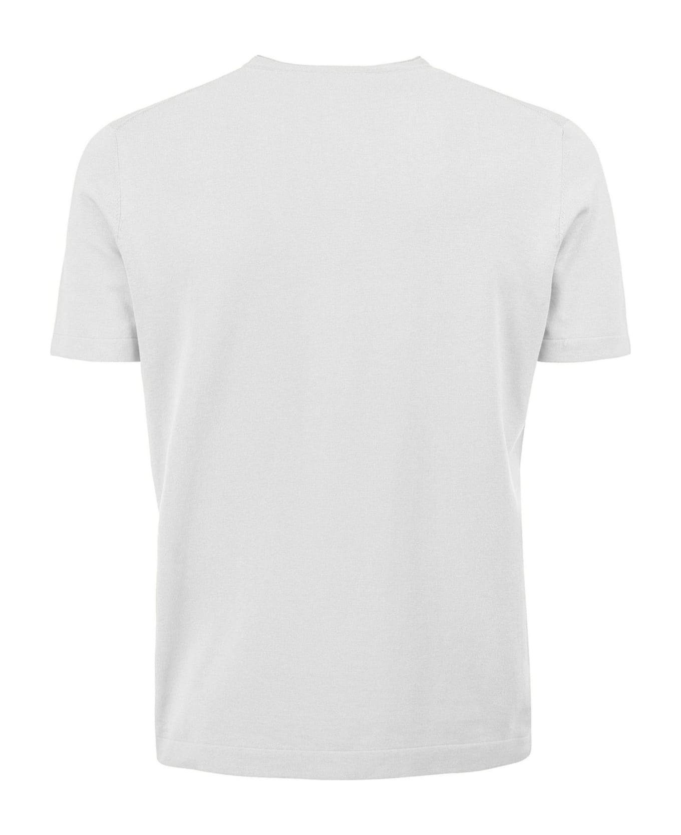 Kangra White Cotton Ribbed T-shirt - White シャツ