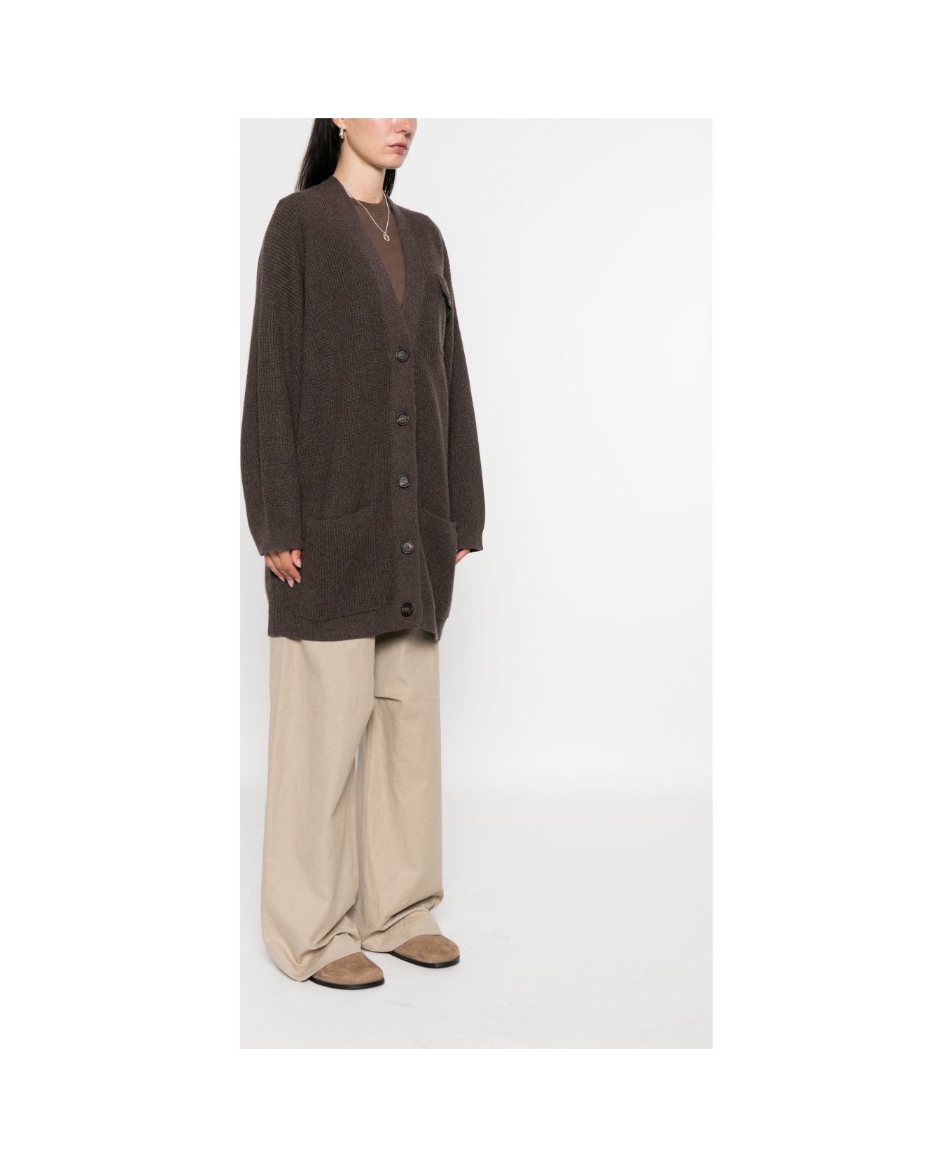 Brunello Cucinelli Cashmere V-necked Cardigan - Brown